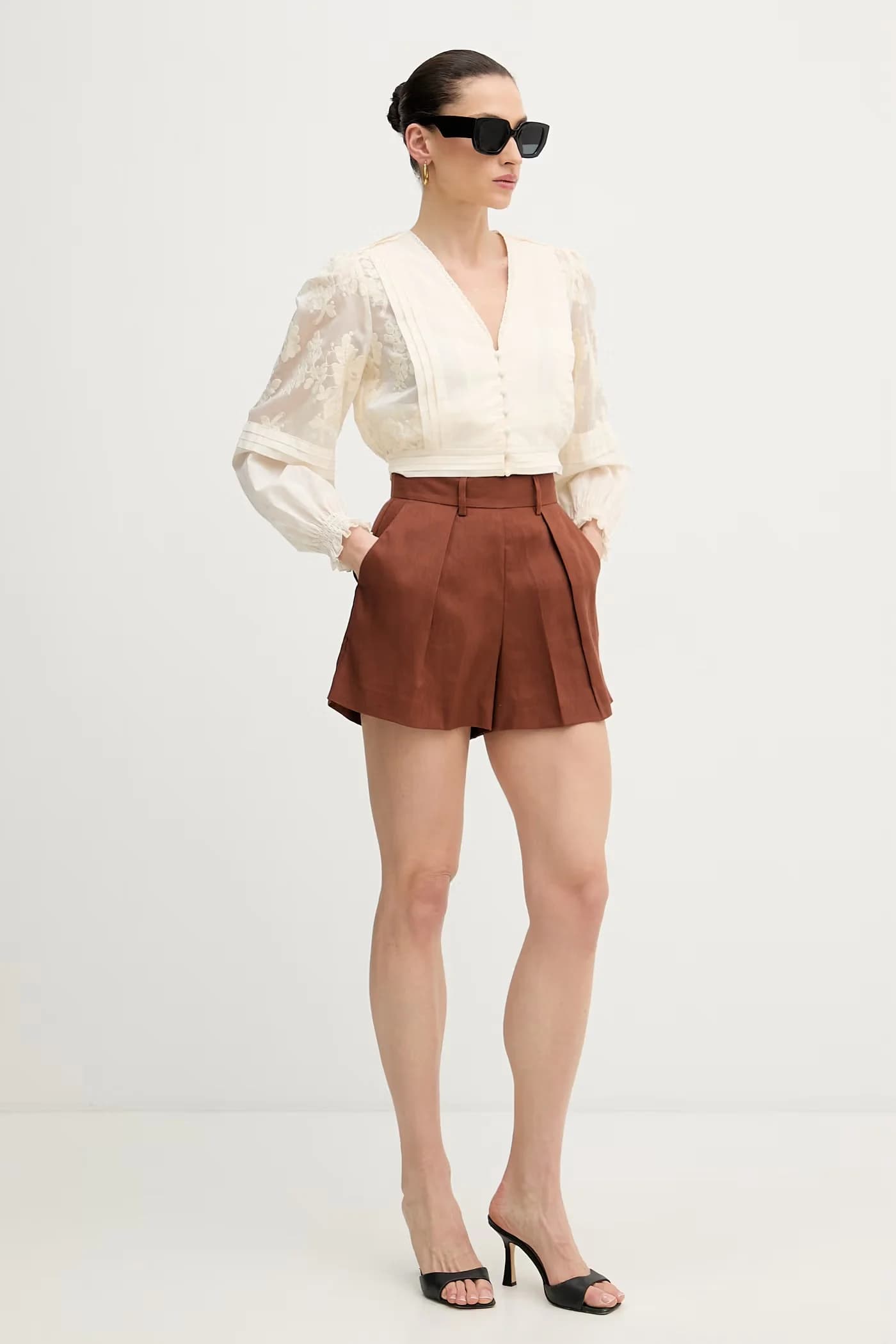 POSANE элегантные женские льняные шорты - фото 2