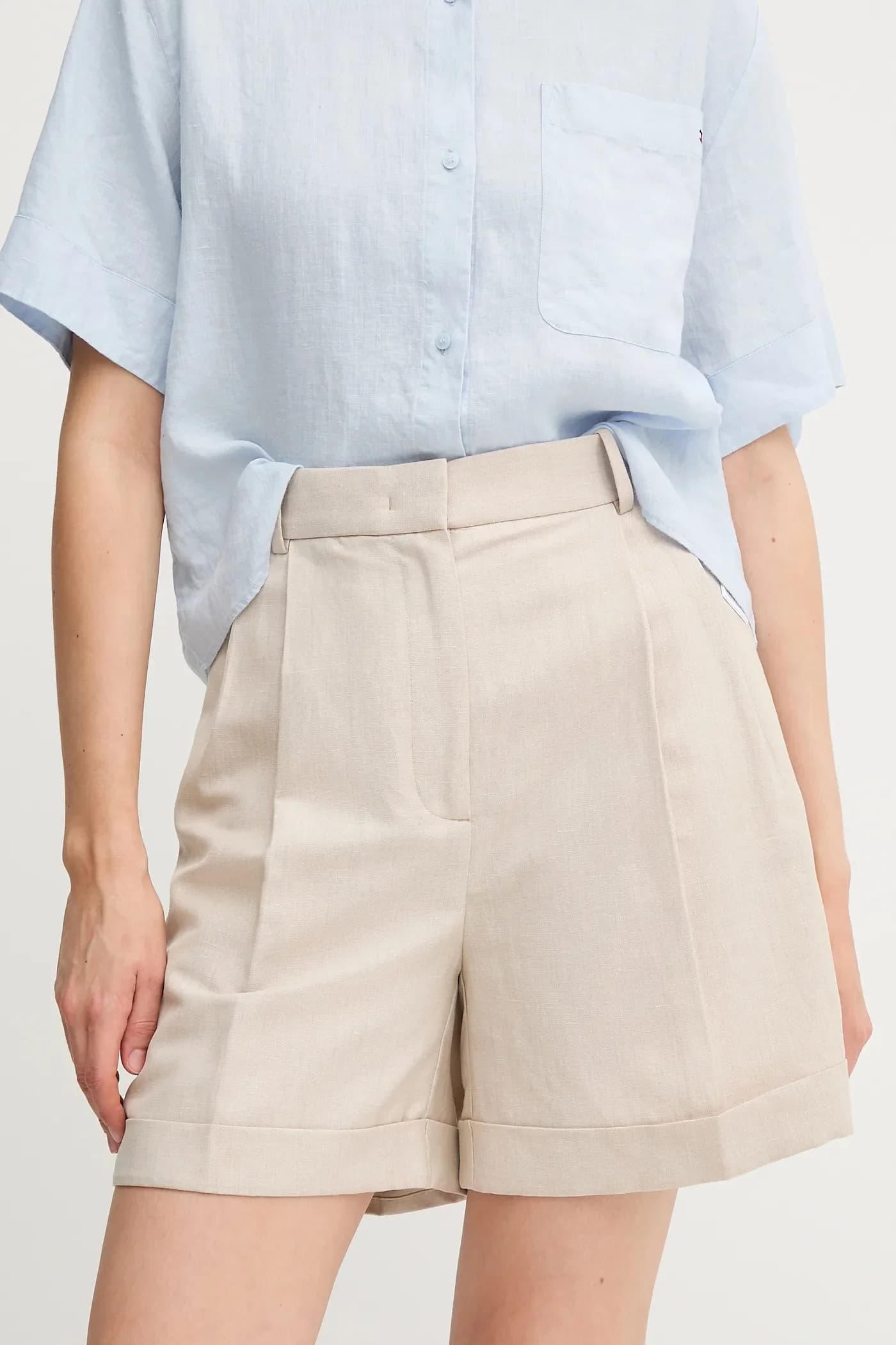 Шорты из смесового льна