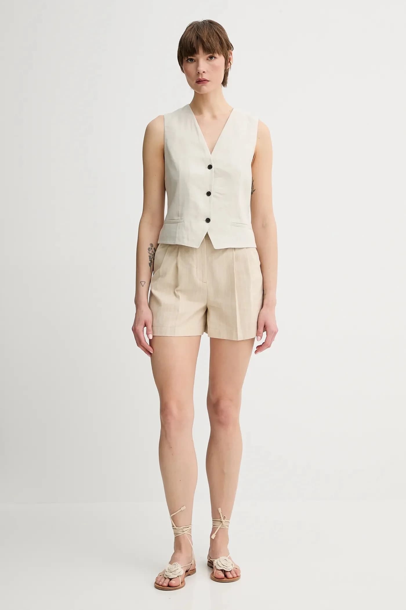 Шорты из смесового льна - фото 2