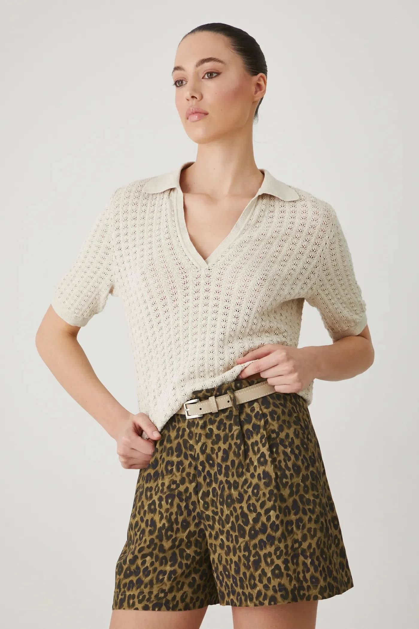 Шорты из смесового льна