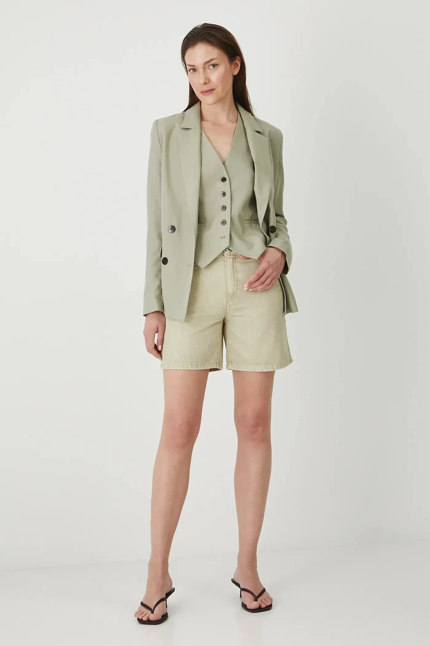 Хлопковые джинсовые шорты - фото 2