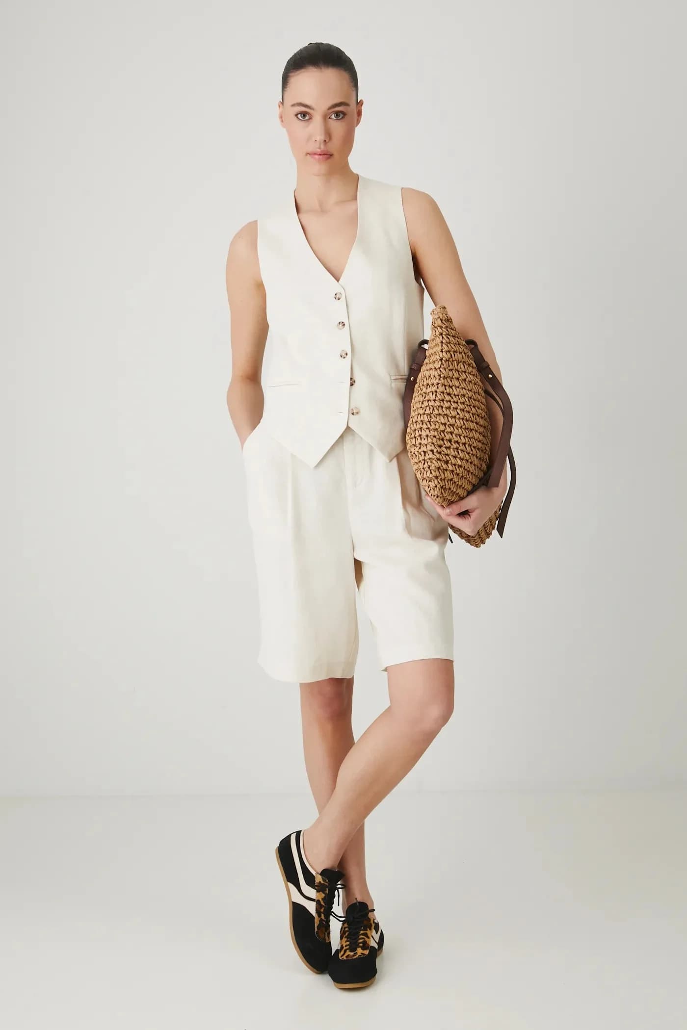 Шорты из смесового льна - фото 2