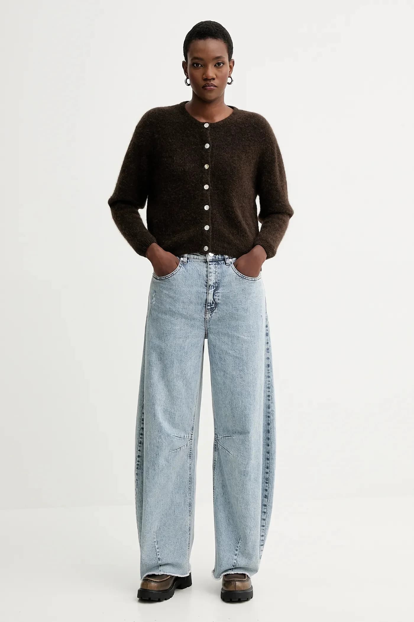 Кардиган из полушерсти GILET ML COL ROND - фото 2