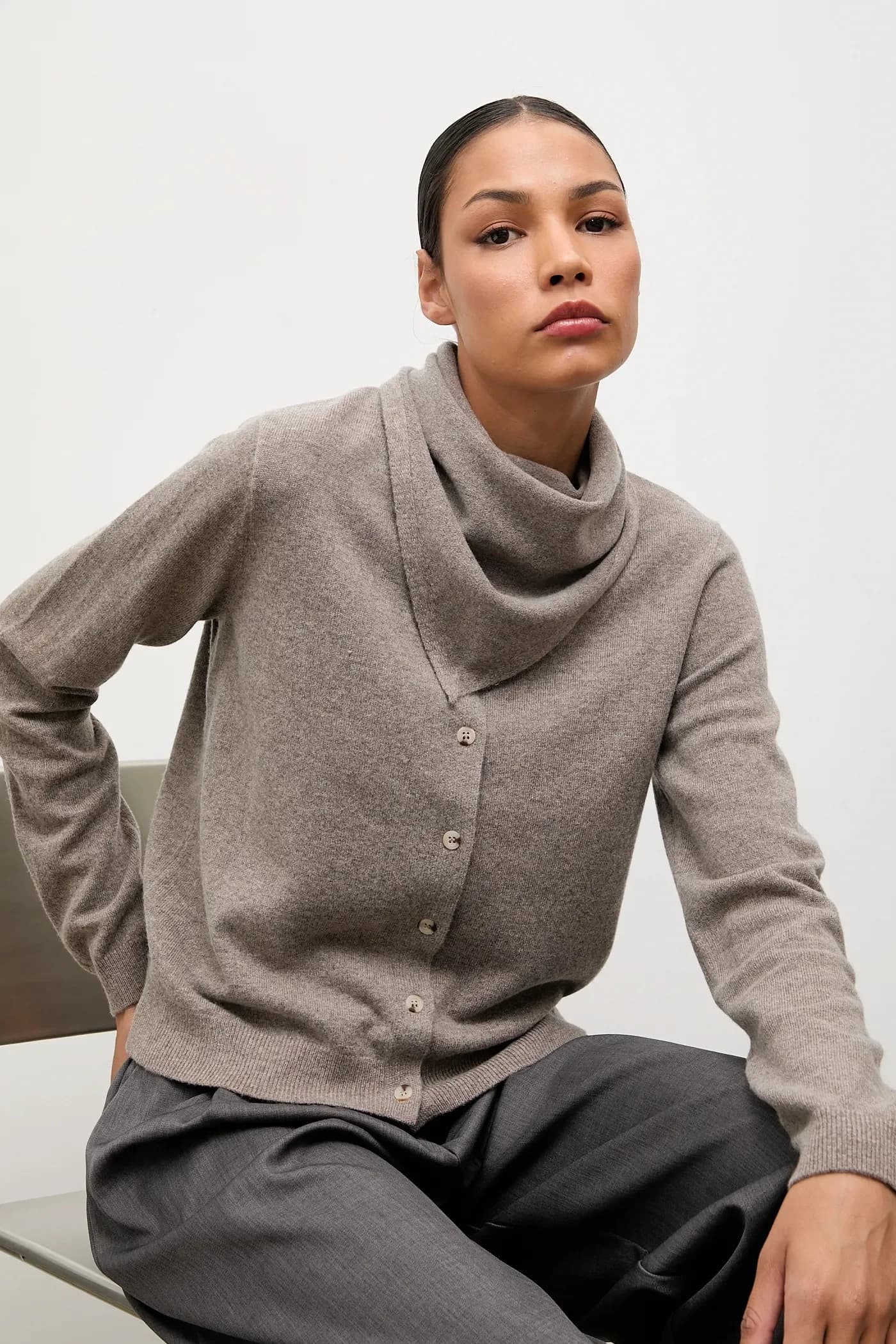 Кардиган из мериносовой шерсти с шарфом - фото 5