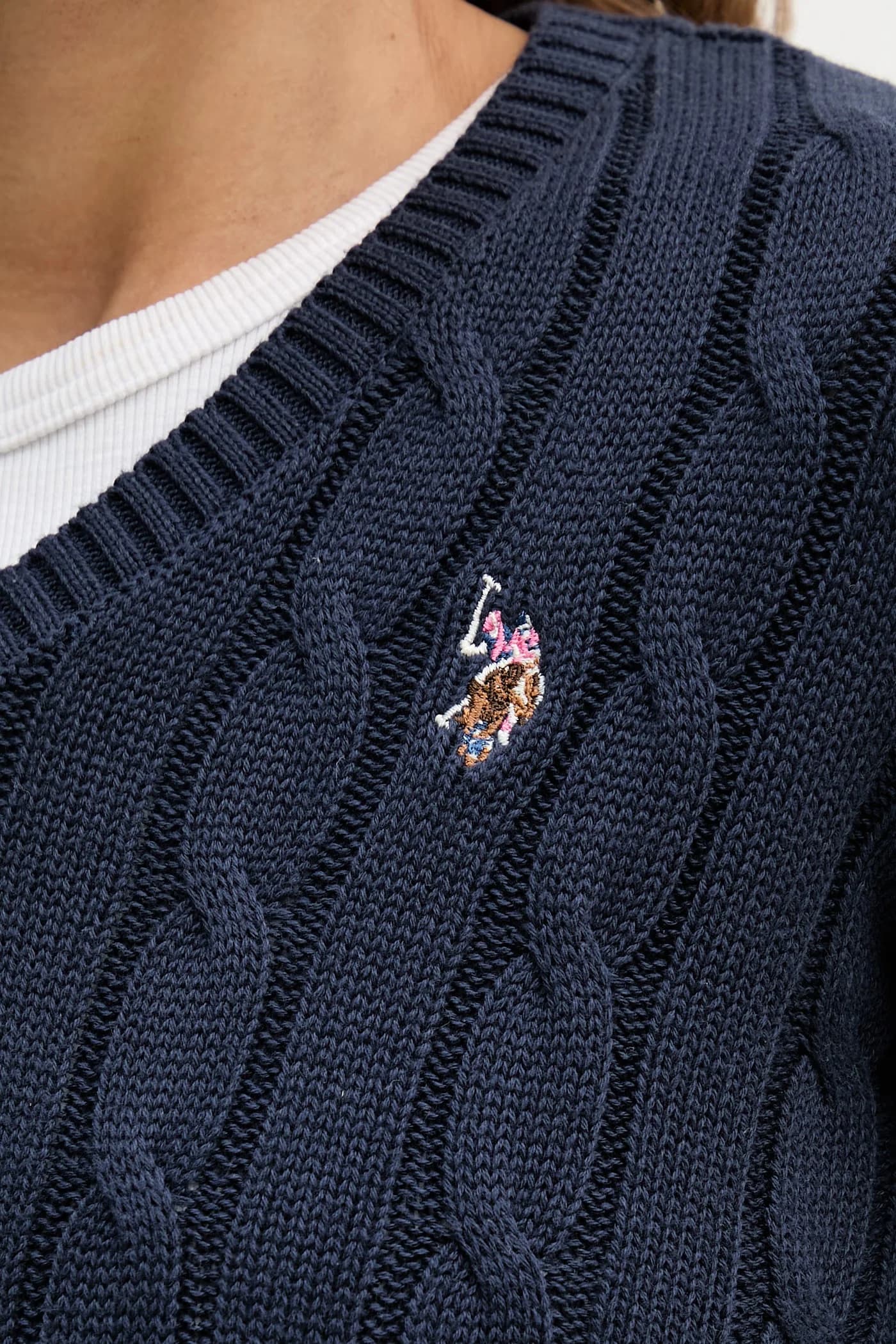 хлопковый свитер с V-образным вырезом CABLE - фото 5