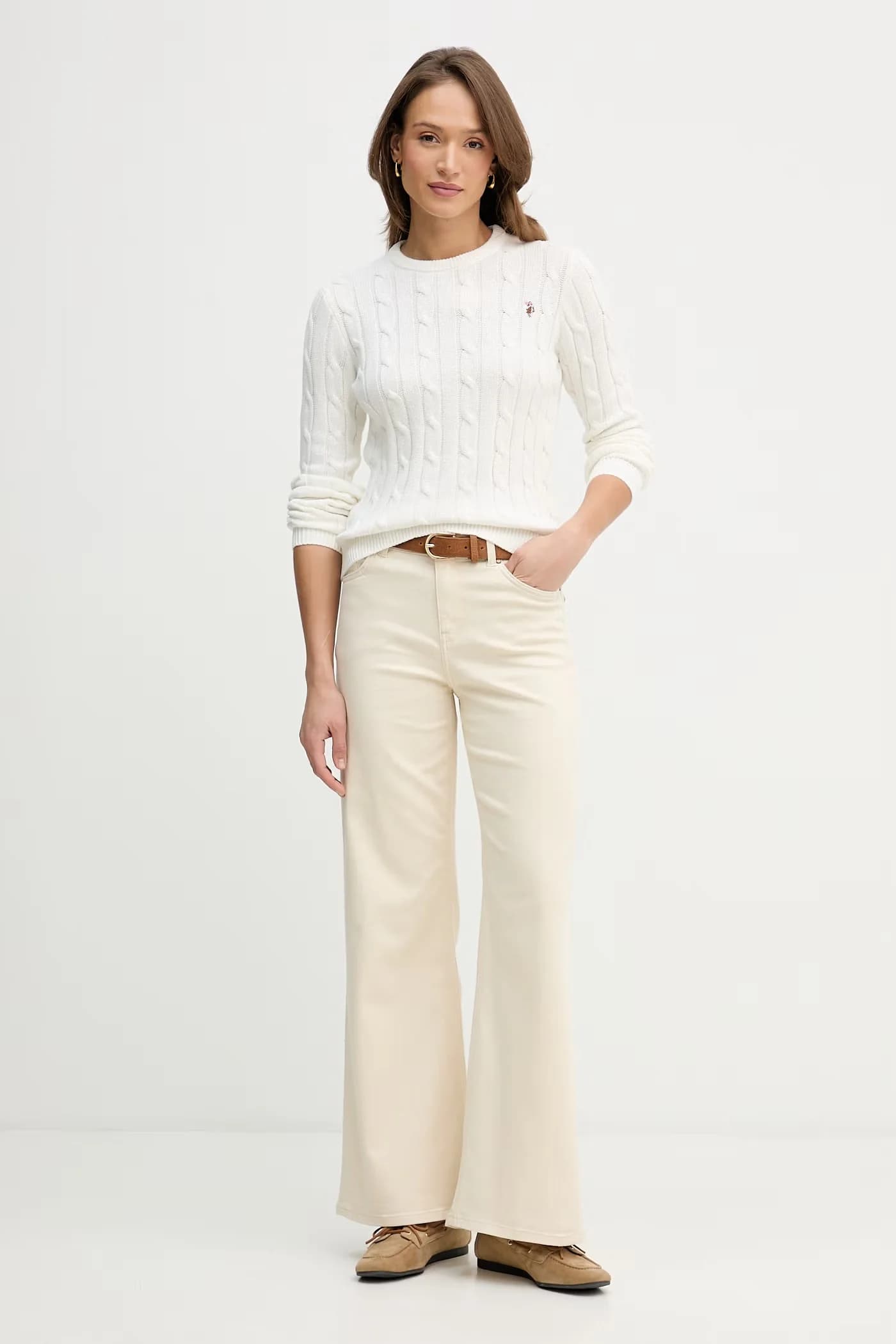 хлопковый свитер CREW NECK CABLE - фото 2