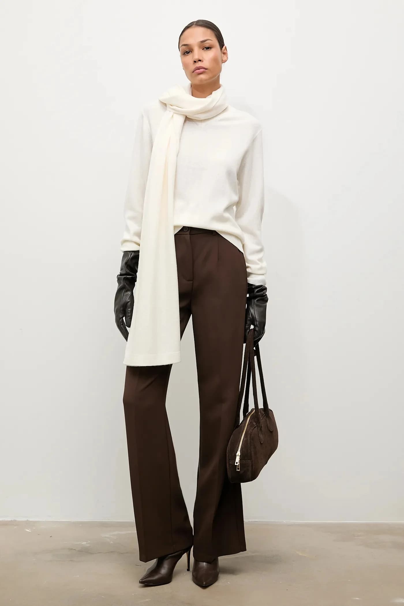 Свитер из мериносовой шерсти с шарфом - фото 2