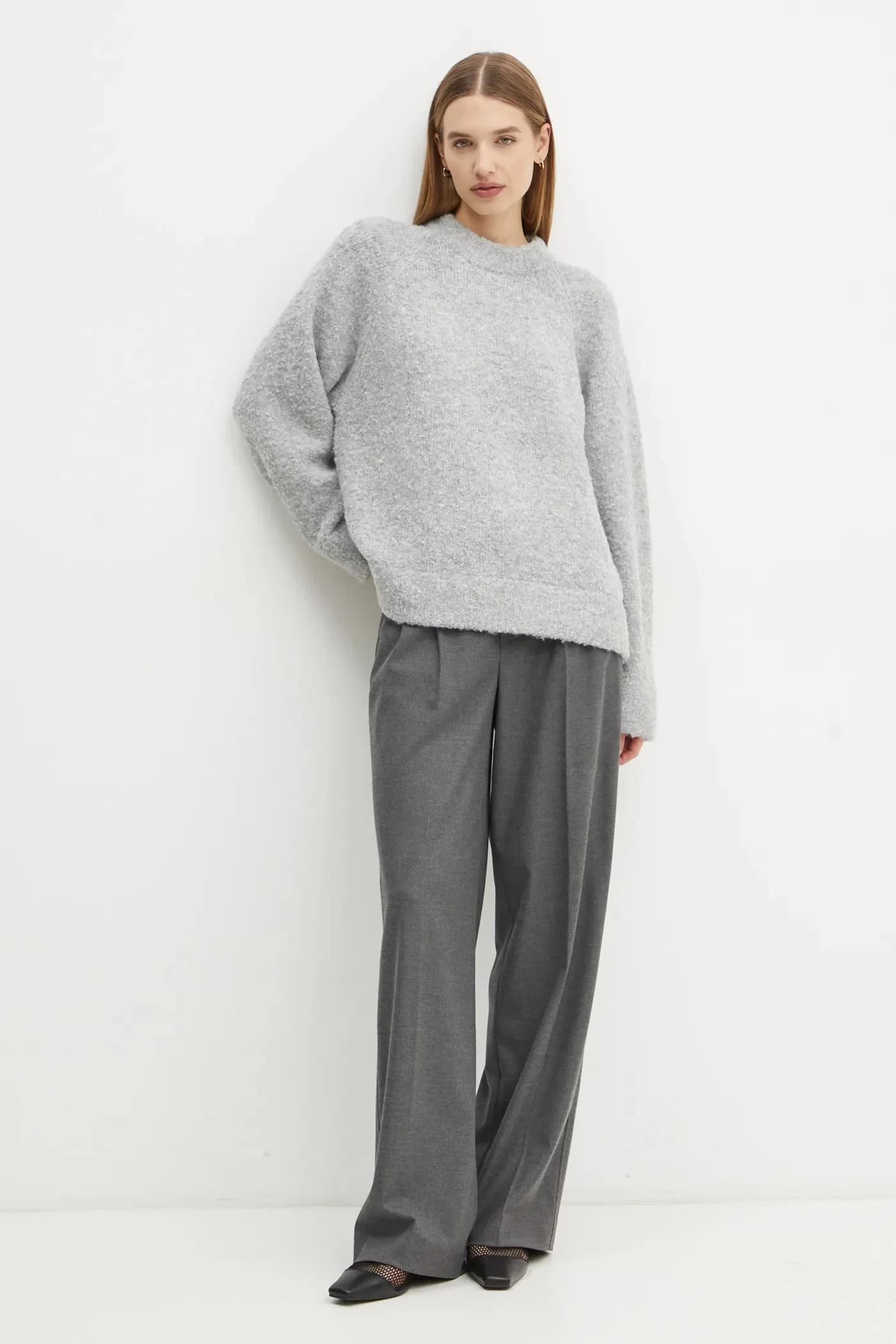 Гранатовый свитер из смесовой шерсти - фото 2