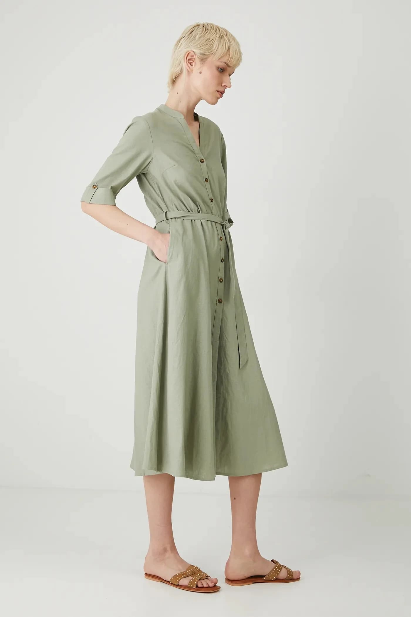 Льняное платье - фото 4