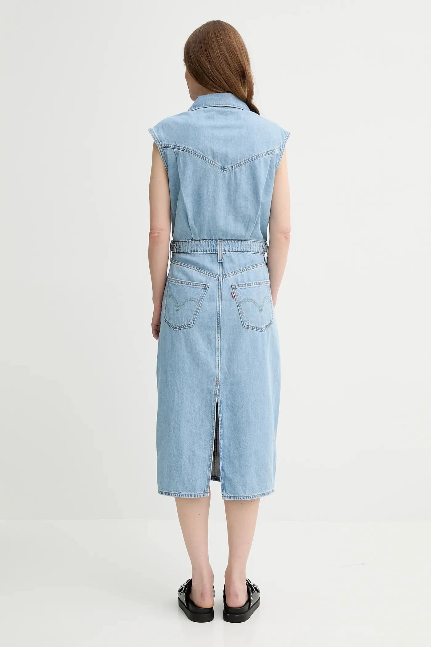джинсовое платье ICONIC SLEEVELESS DRESS - фото 3