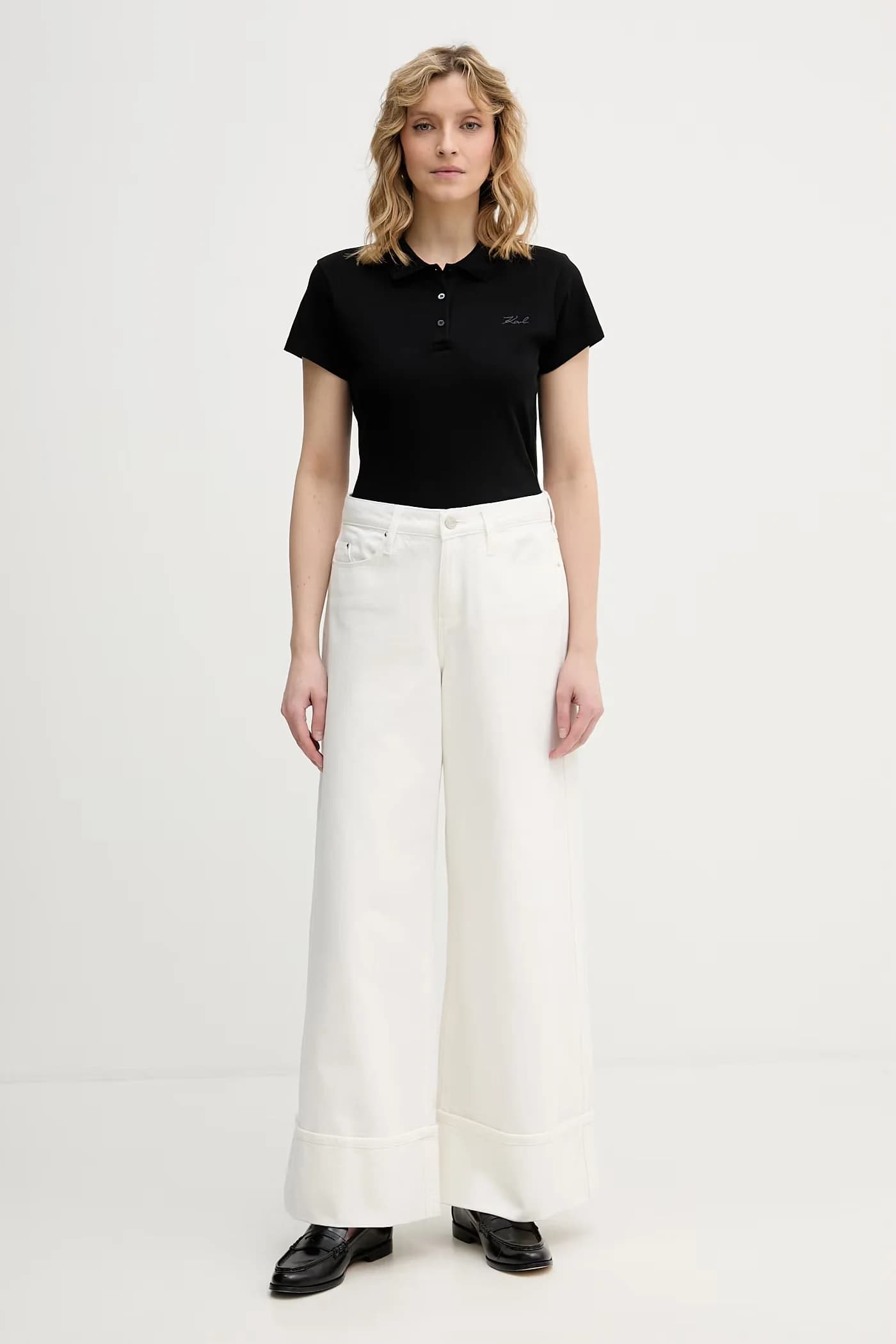 Женское хлопковое поло с эластаном - фото 2