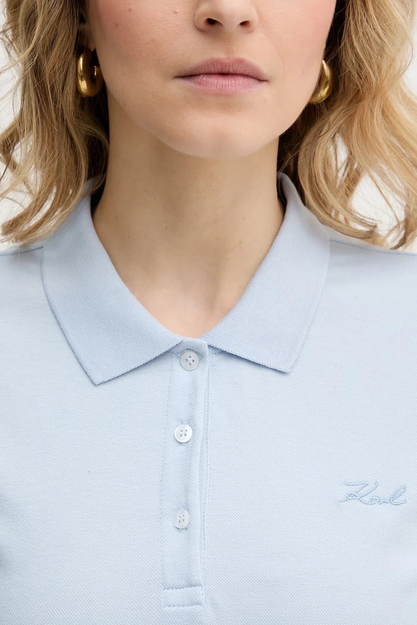 Женское хлопковое поло с эластаном - фото 4