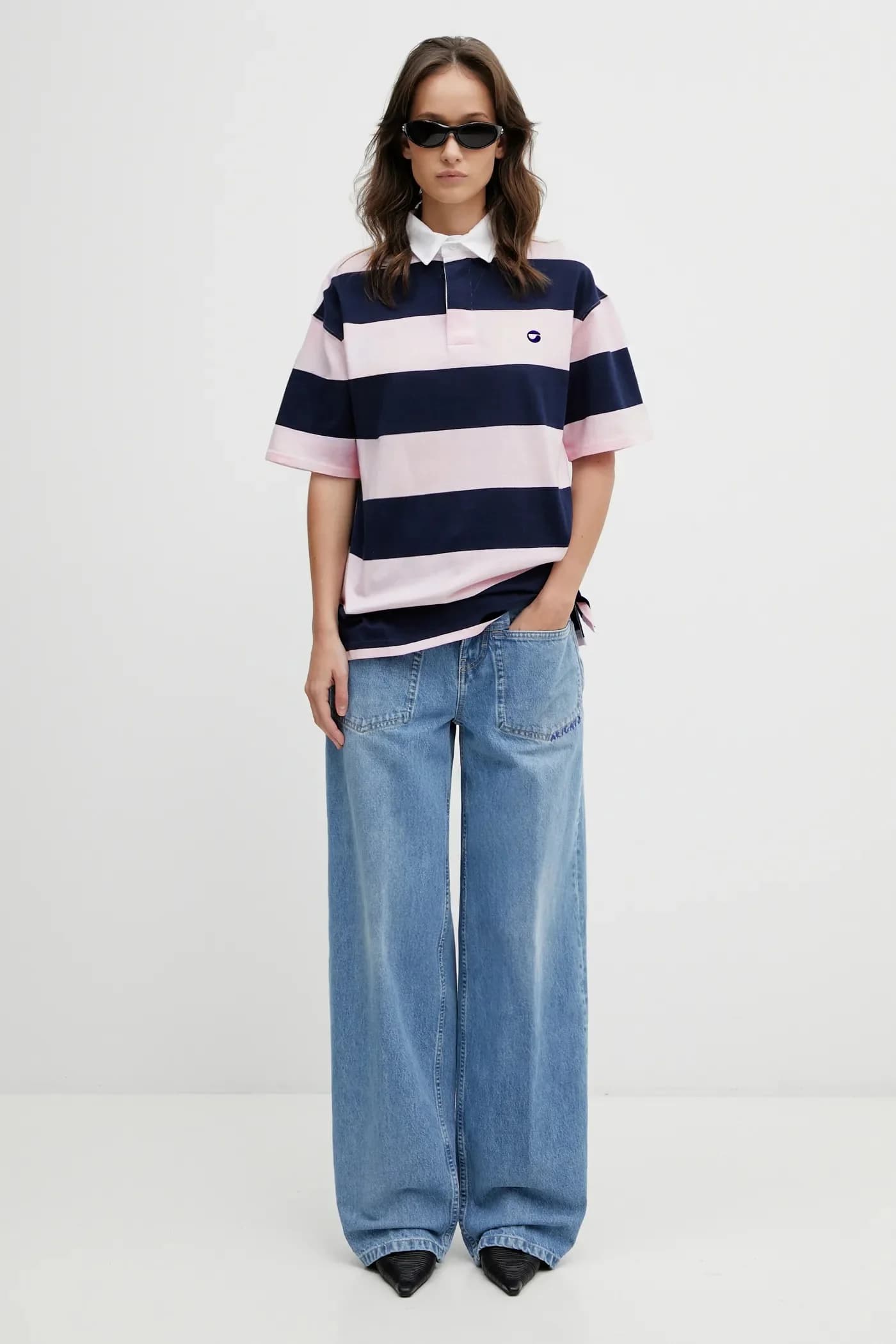 Хлопковая рубашка-поло в полоску - фото 5