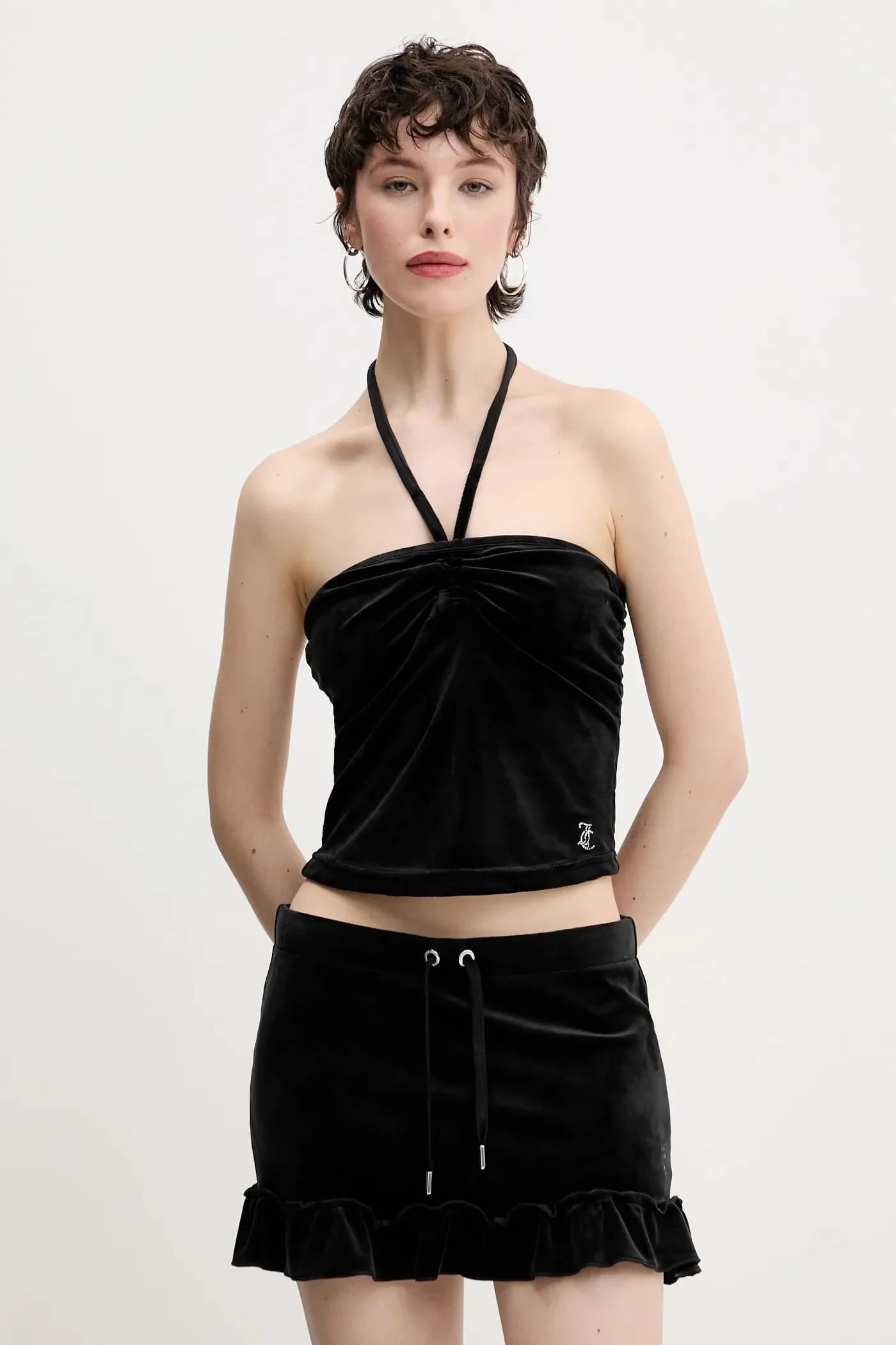 бархатный топ HALTER RUCHE - фото 4