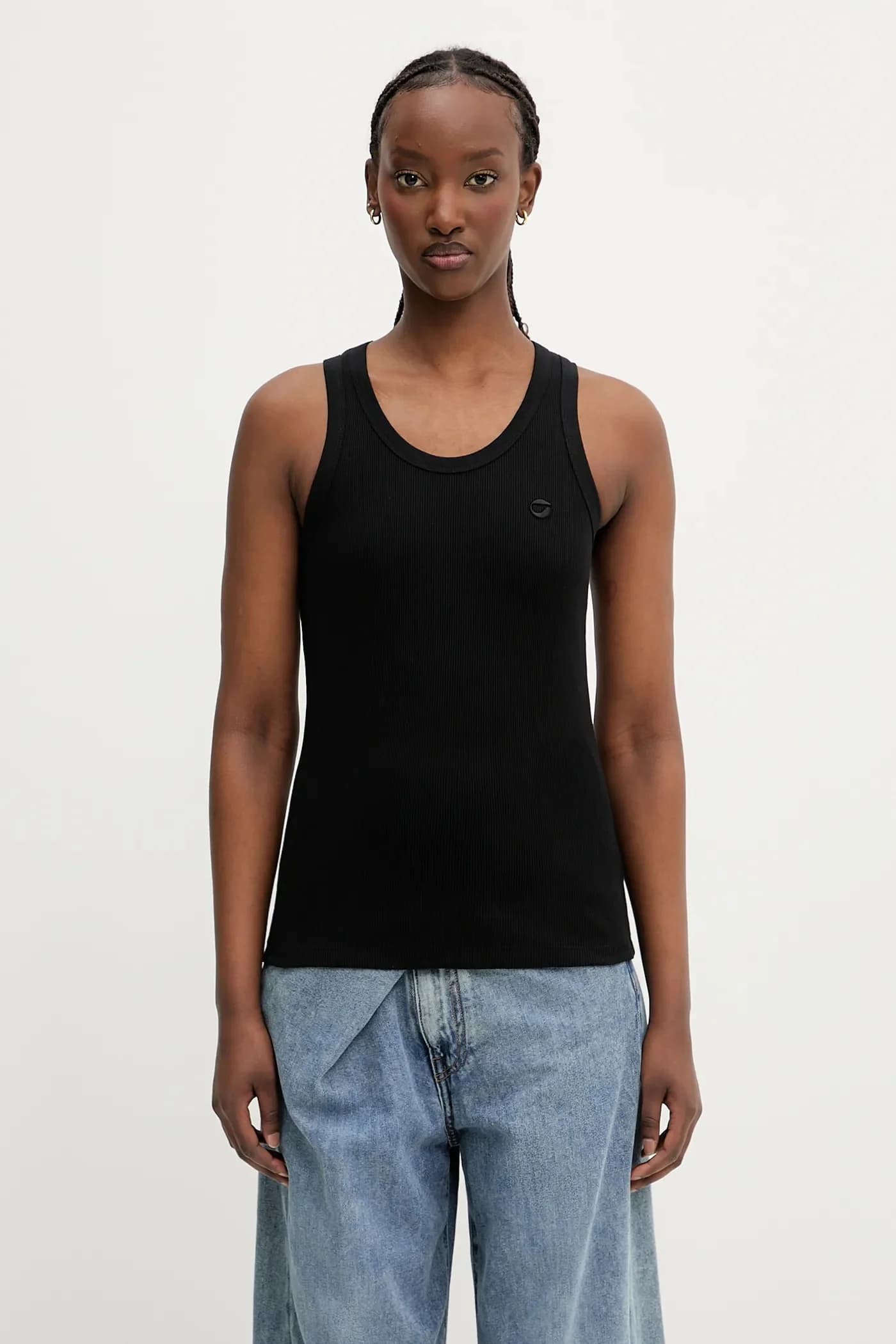 Хлопковая майка в рубчик с логотипом