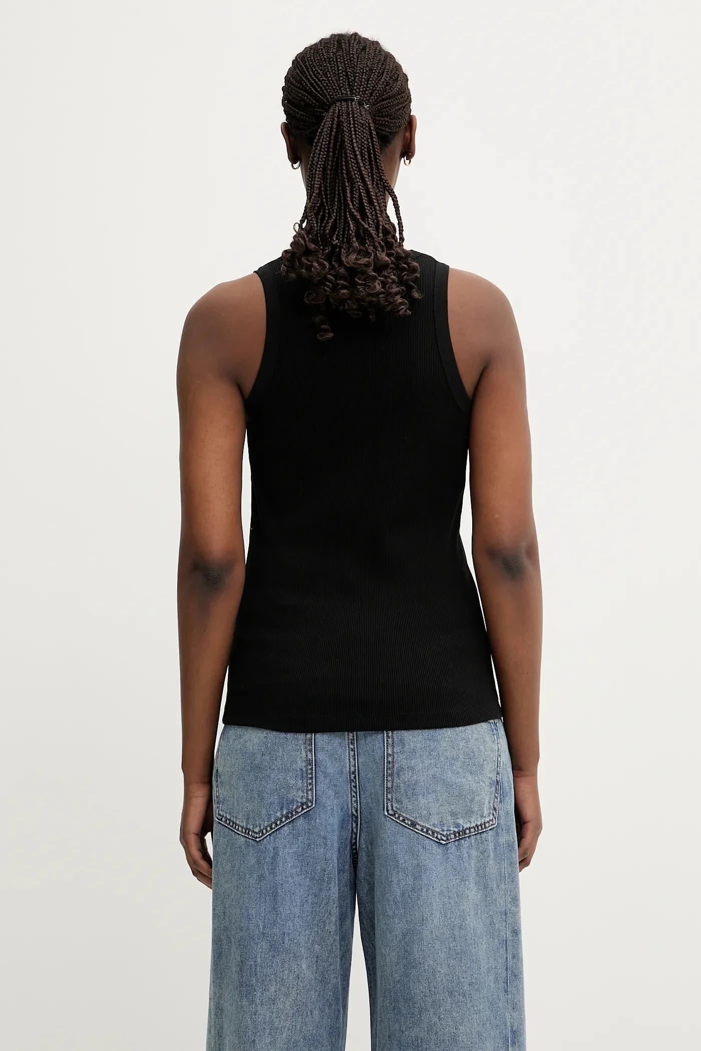 Хлопковая майка в рубчик с логотипом - фото 3