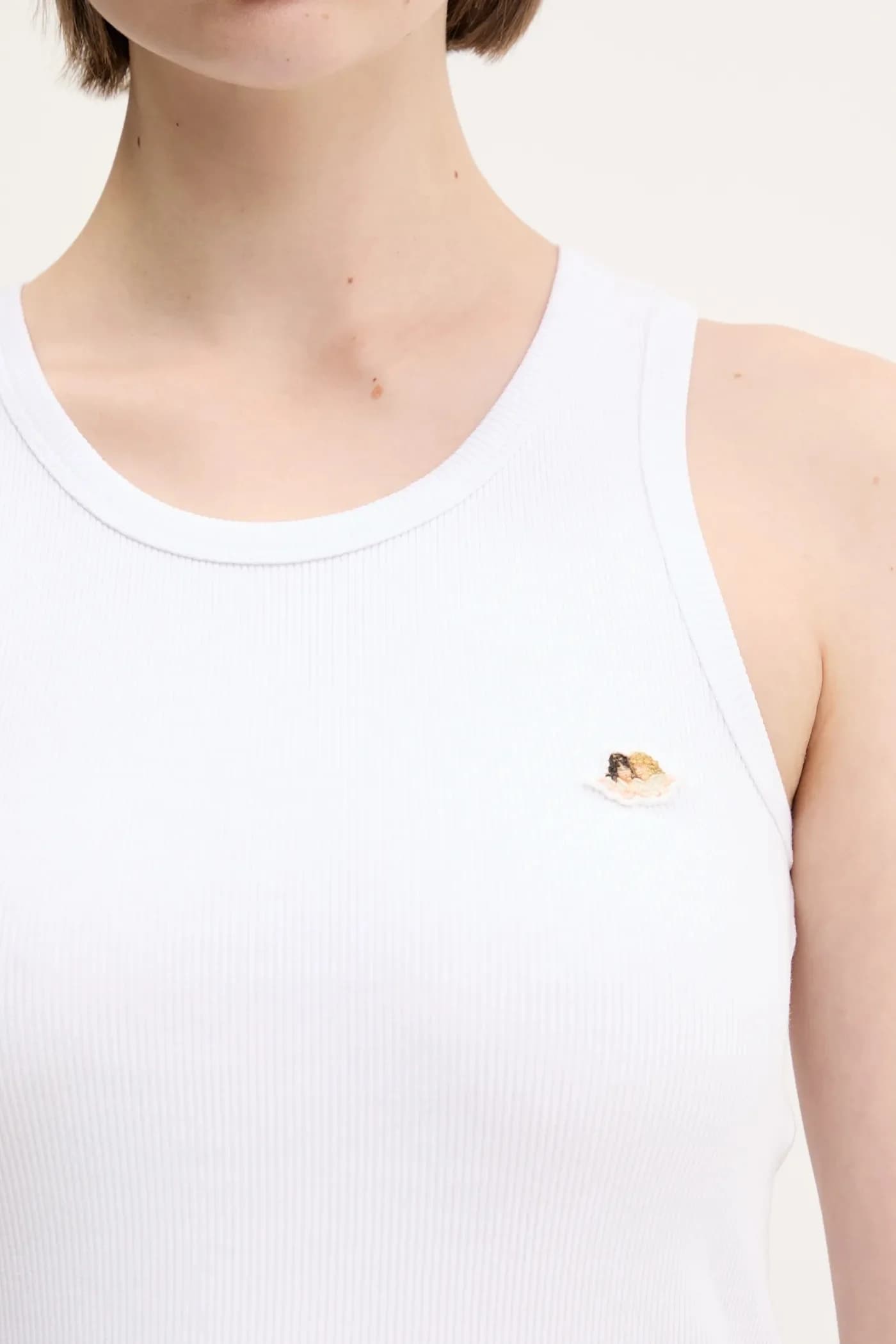 Хлопковый топ в рубчик с нашивкой Angel Patch - фото 4