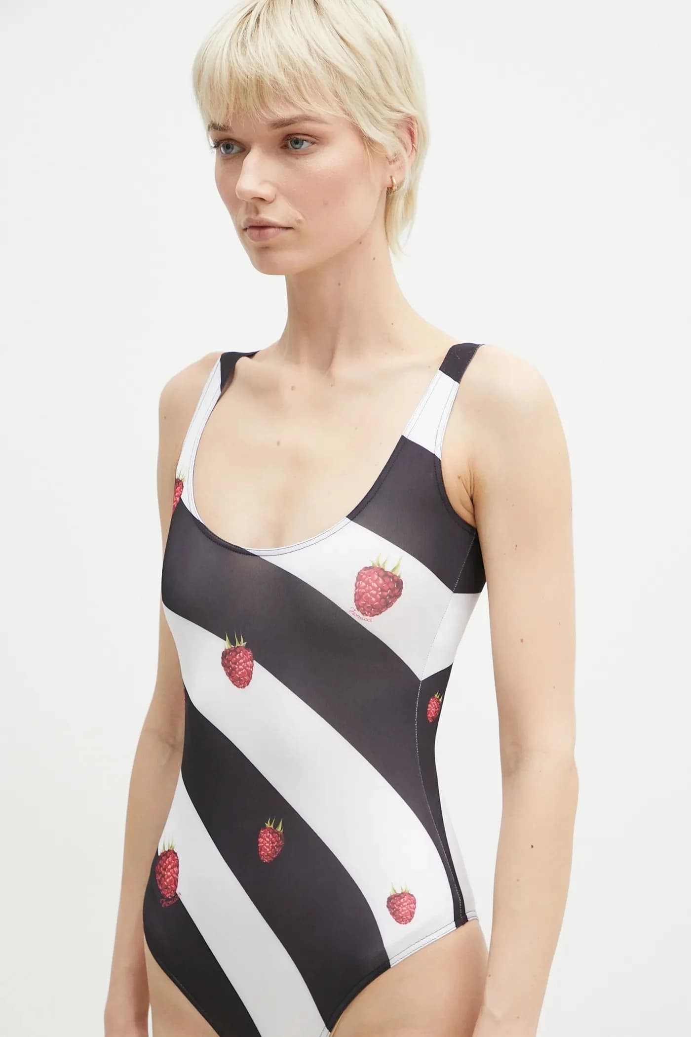 Боди в полоску с малиновым принтом - фото 5