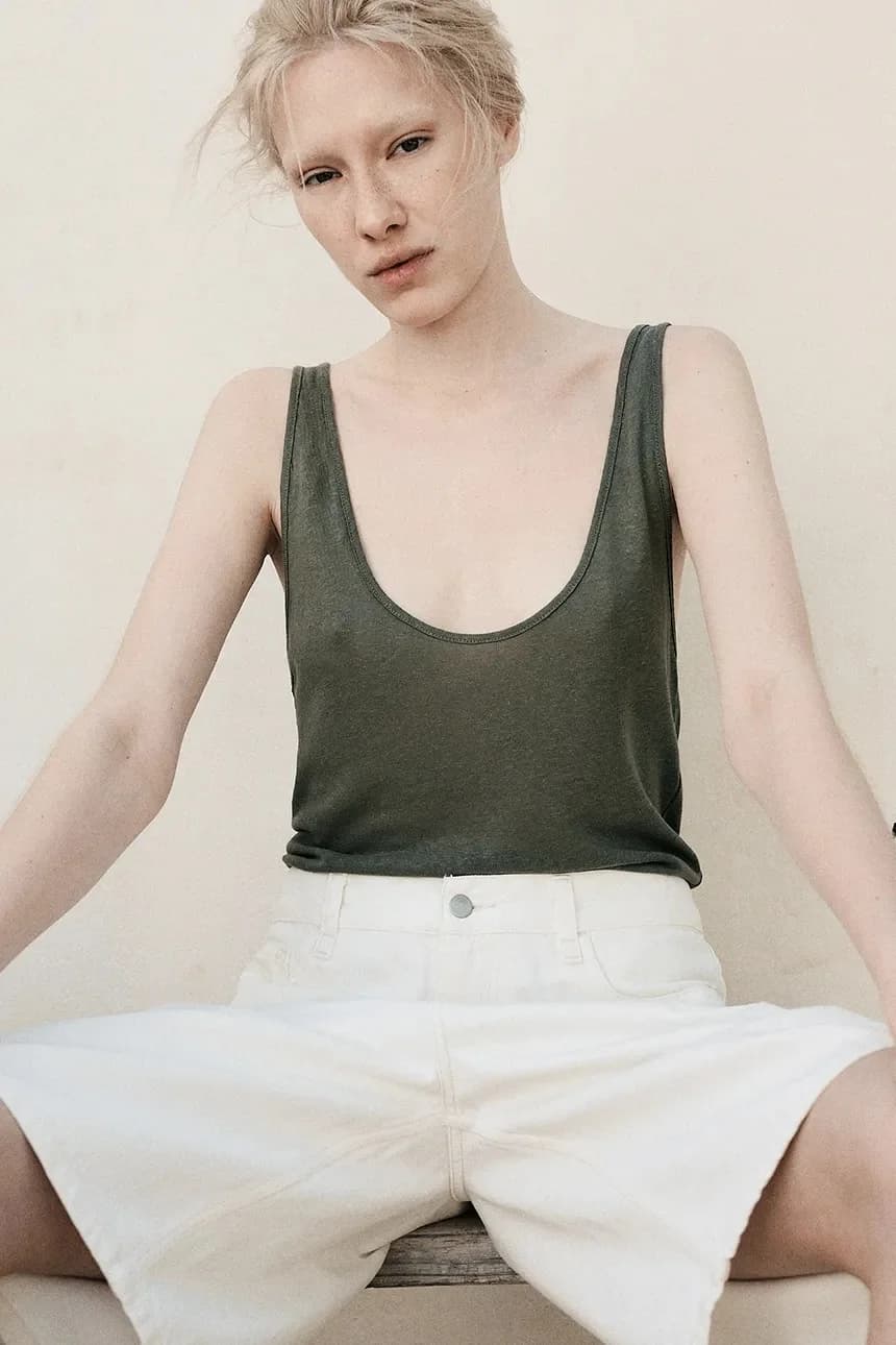 льняной топ CACHE - фото 6