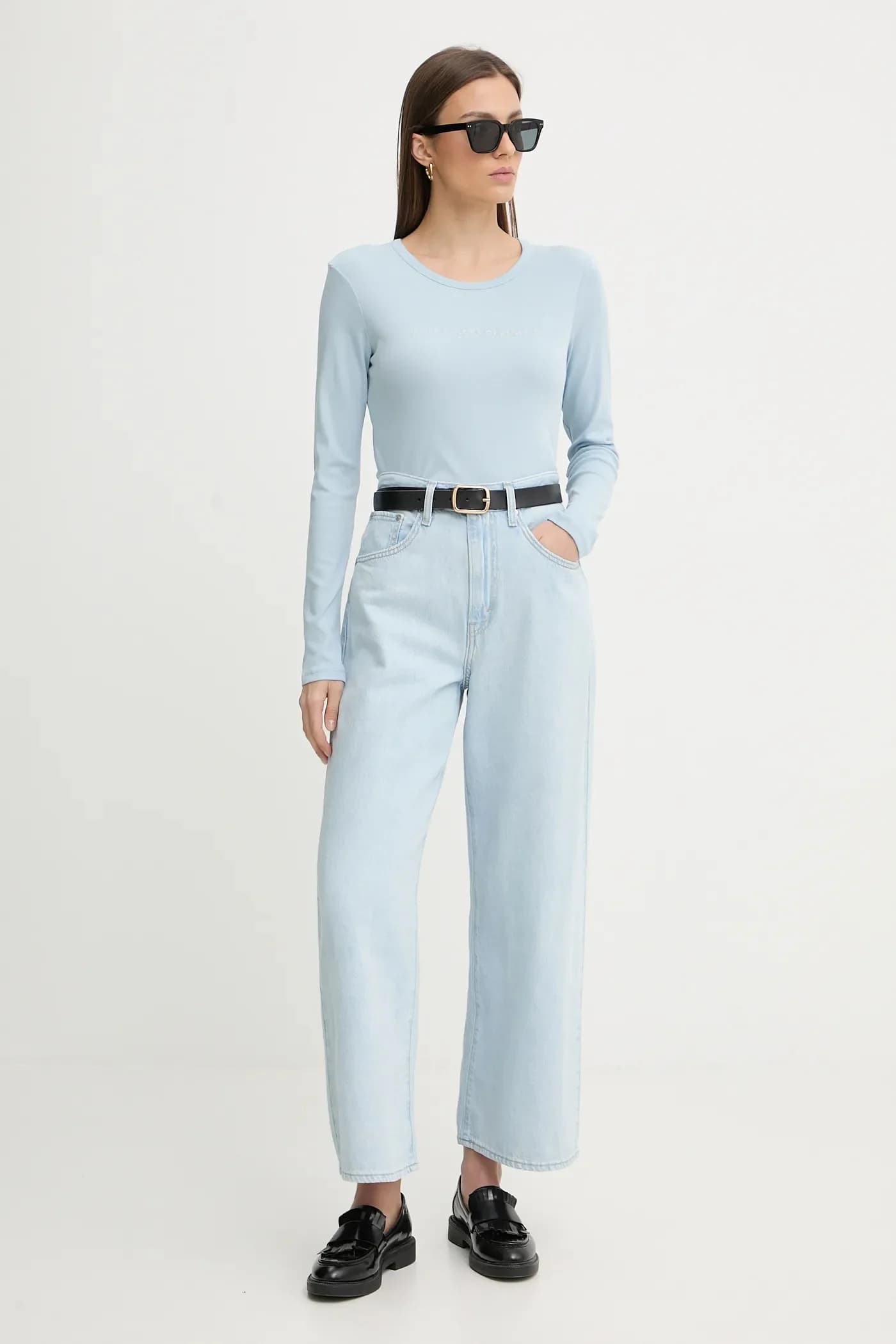 Хлопковая рубашка с длинным рукавом - фото 2