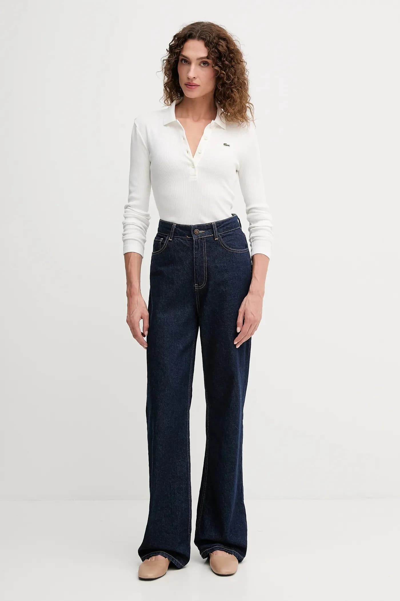 Хлопковая рубашка с длинным рукавом - фото 2