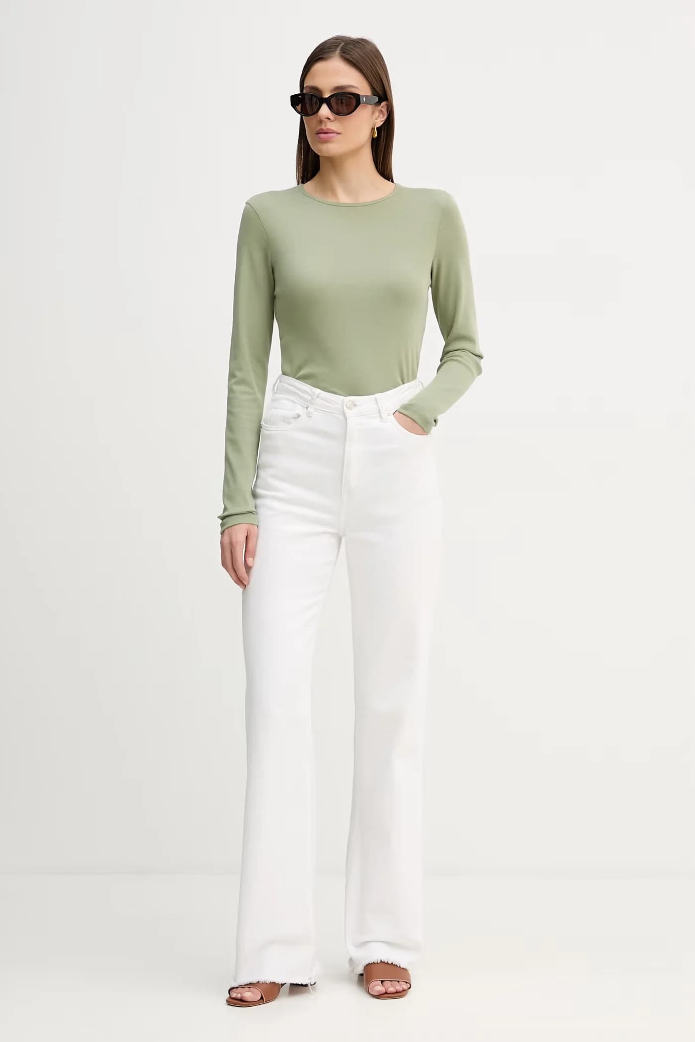 Хлопковая рубашка с длинным рукавом - фото 2