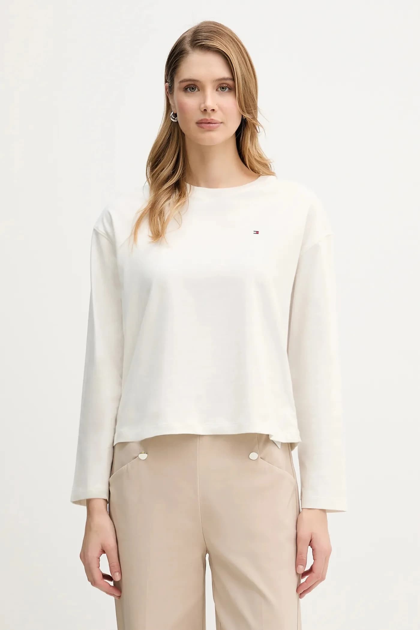 Хлопковая рубашка с длинным рукавом