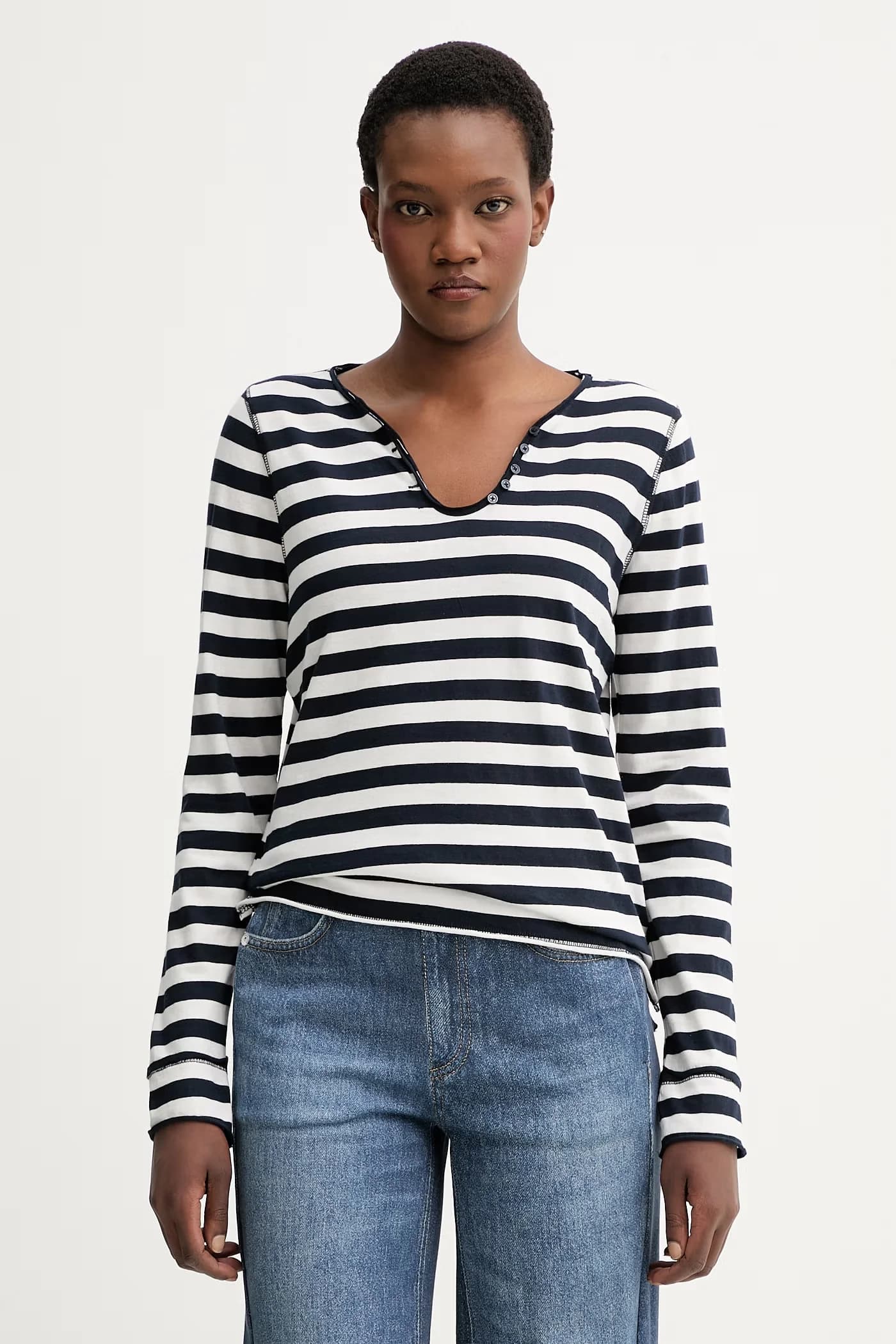 Хлопковая рубашка с длинным рукавом - фото 3