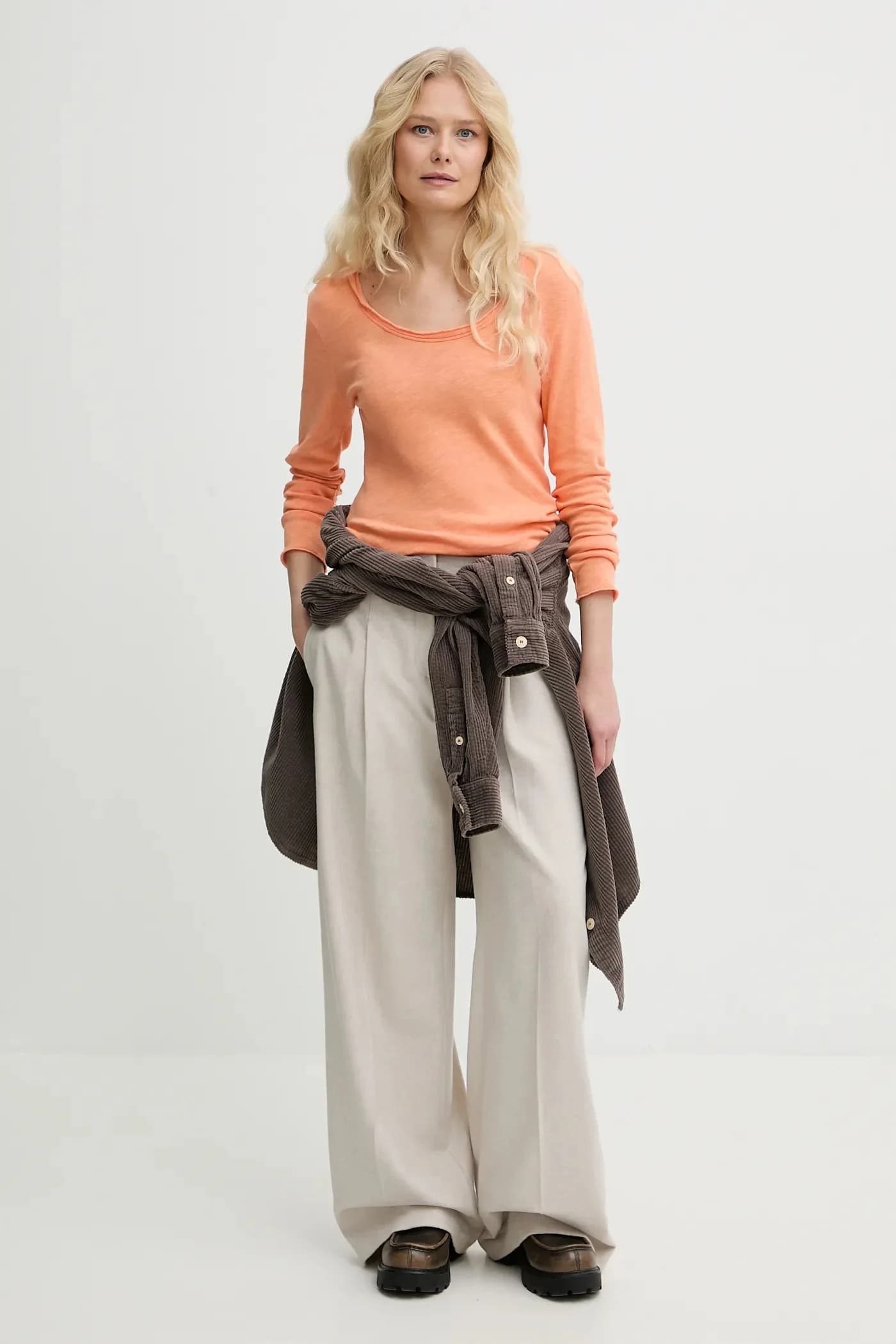 Хлопковая рубашка с длинным рукавом - фото 2