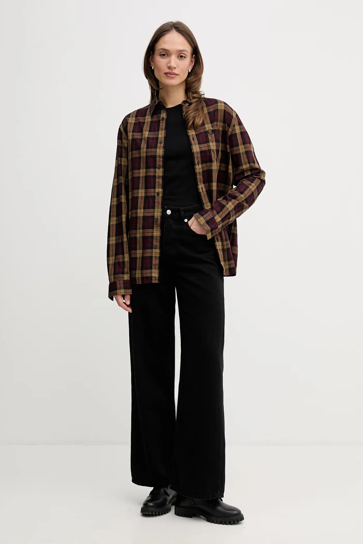 Хлопковая рубашка с длинным рукавом - фото 2