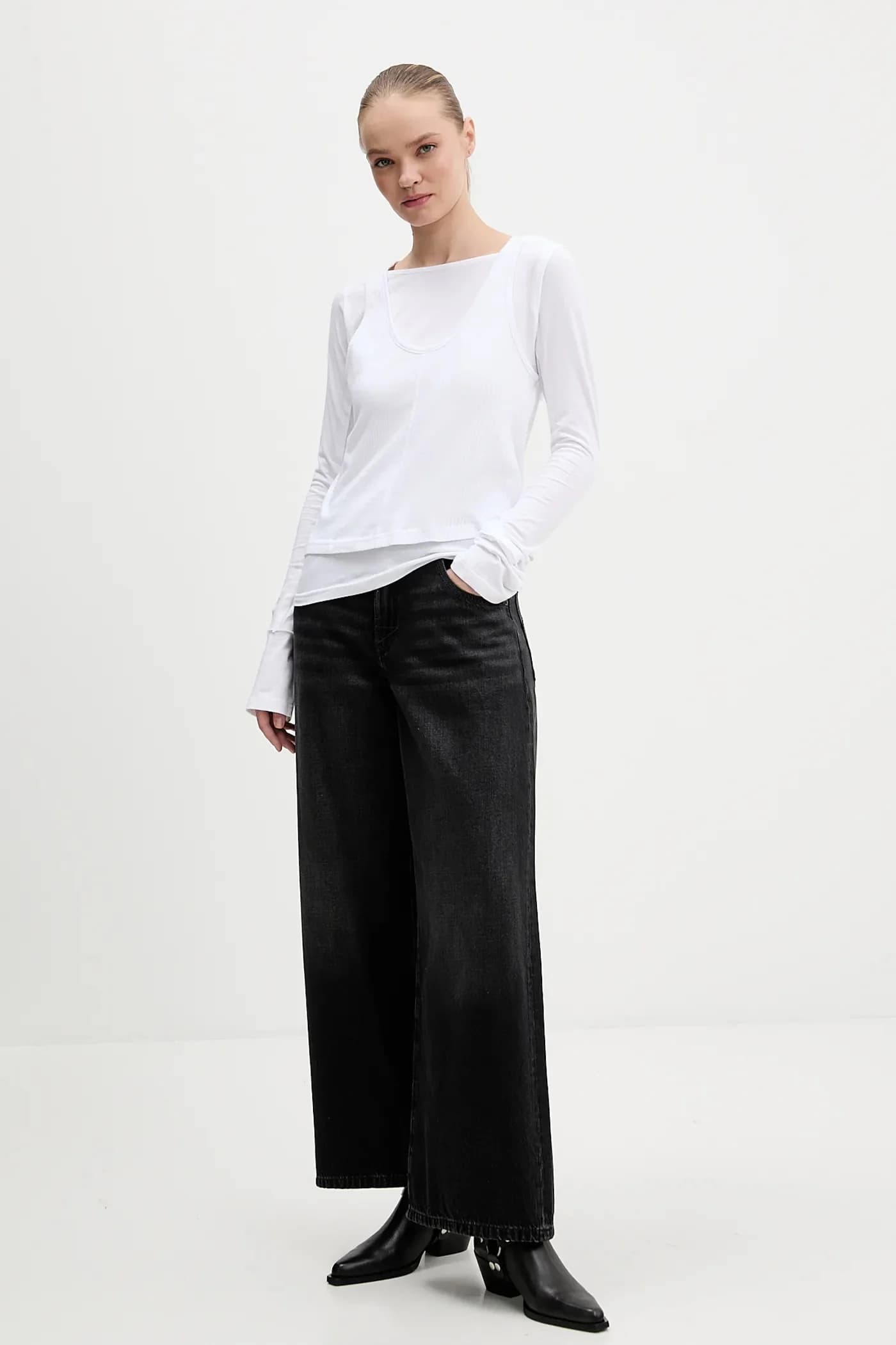 Хлопковая рубашка с длинным рукавом - фото 2