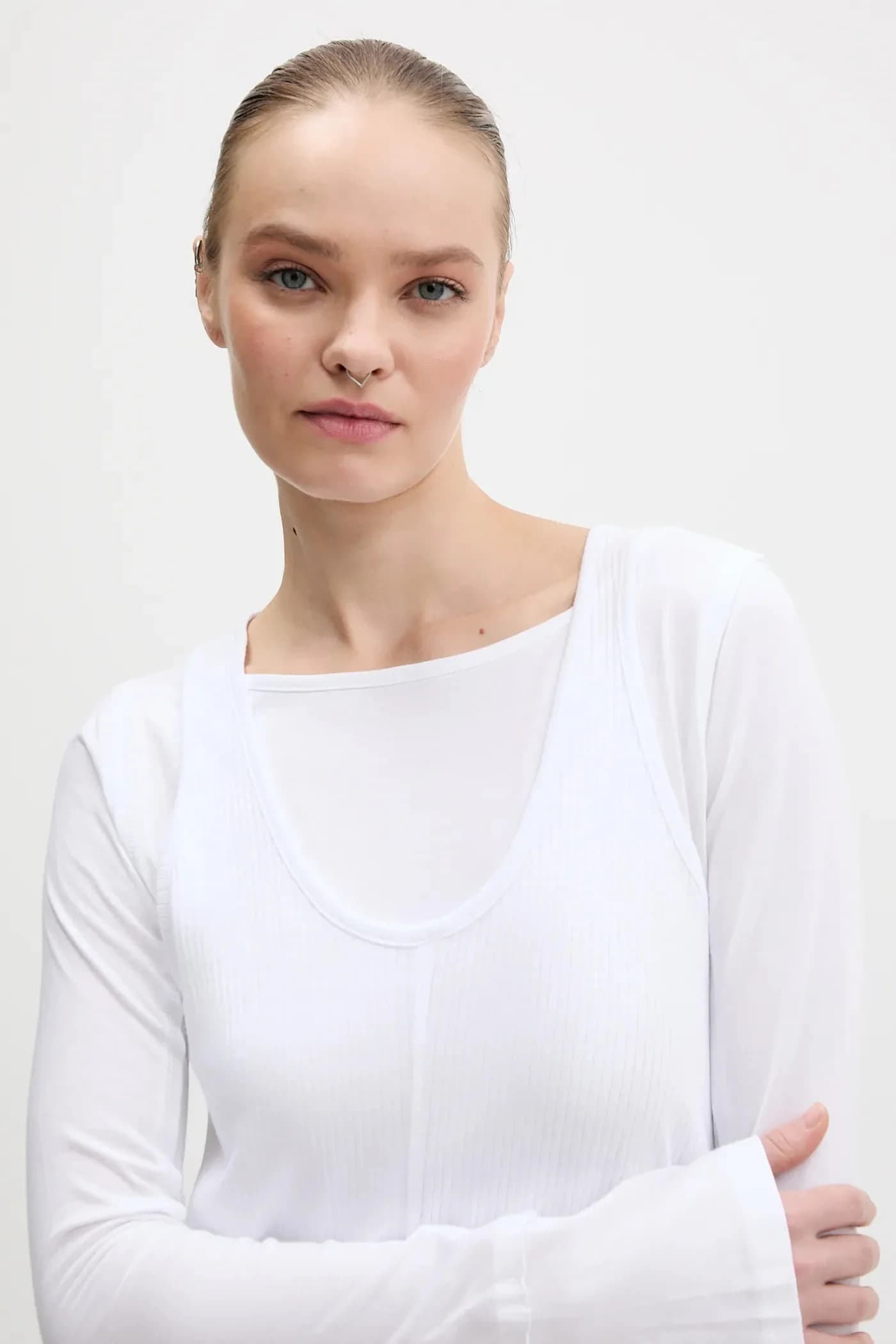 Хлопковая рубашка с длинным рукавом - фото 4