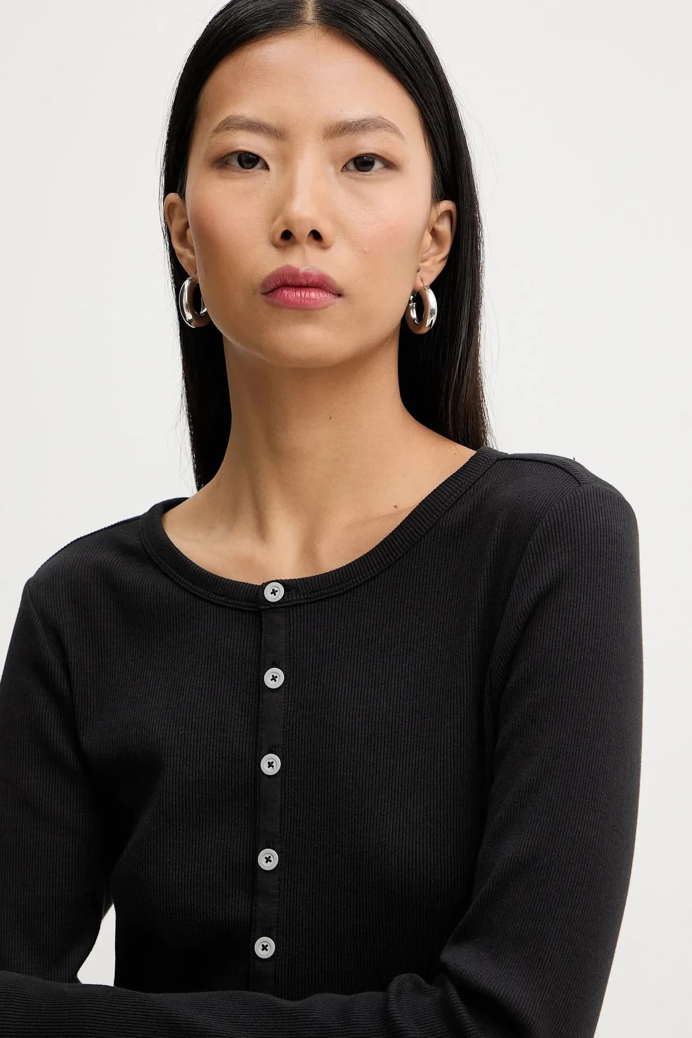 Футболка Henley с длинными рукавами slim - фото 4