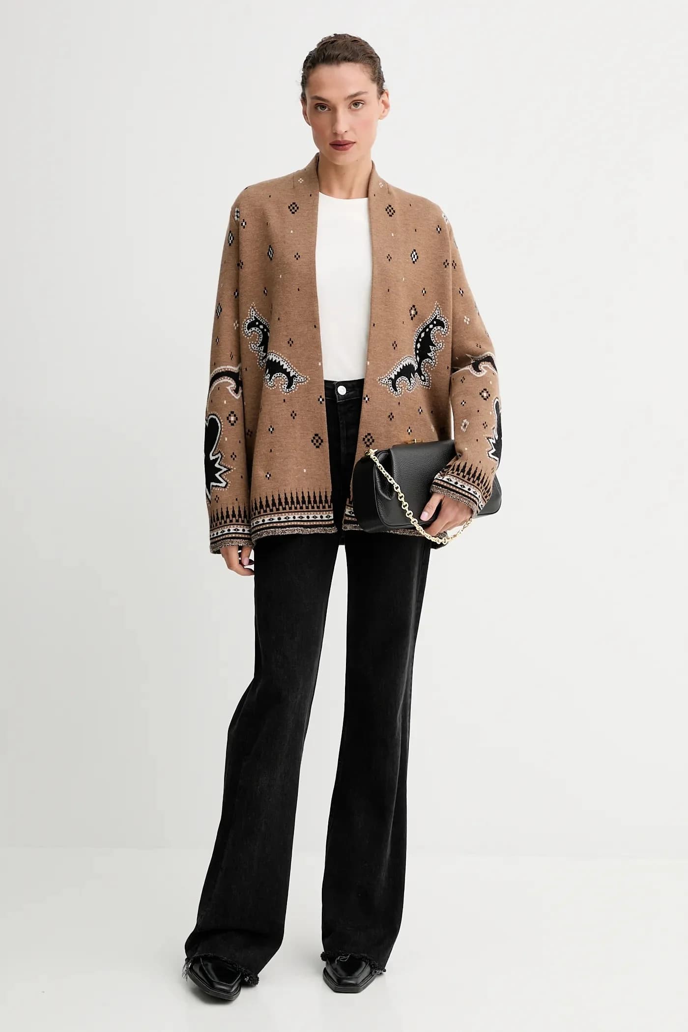 Лонгслив А-силуэта в тонкую рубчику - фото 2