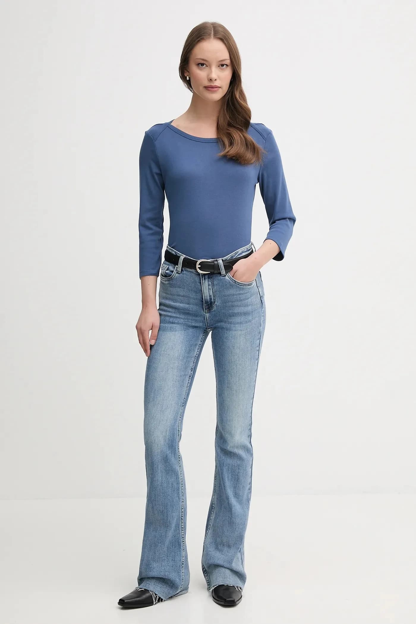 Хлопковая рубашка с длинным рукавом - фото 2