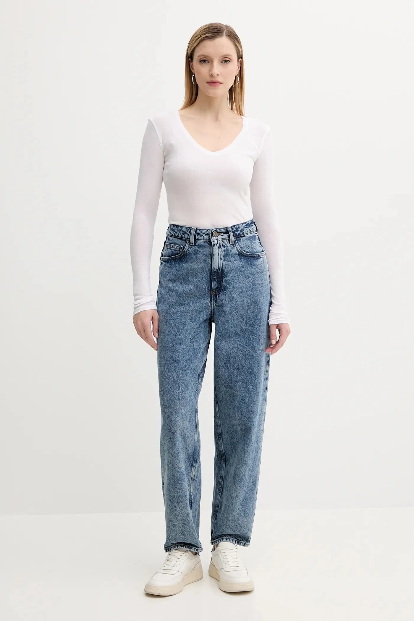 Хлопковая рубашка с длинным рукавом - фото 2