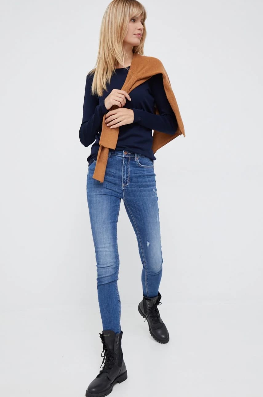 Хлопковая рубашка с длинным рукавом - фото 2