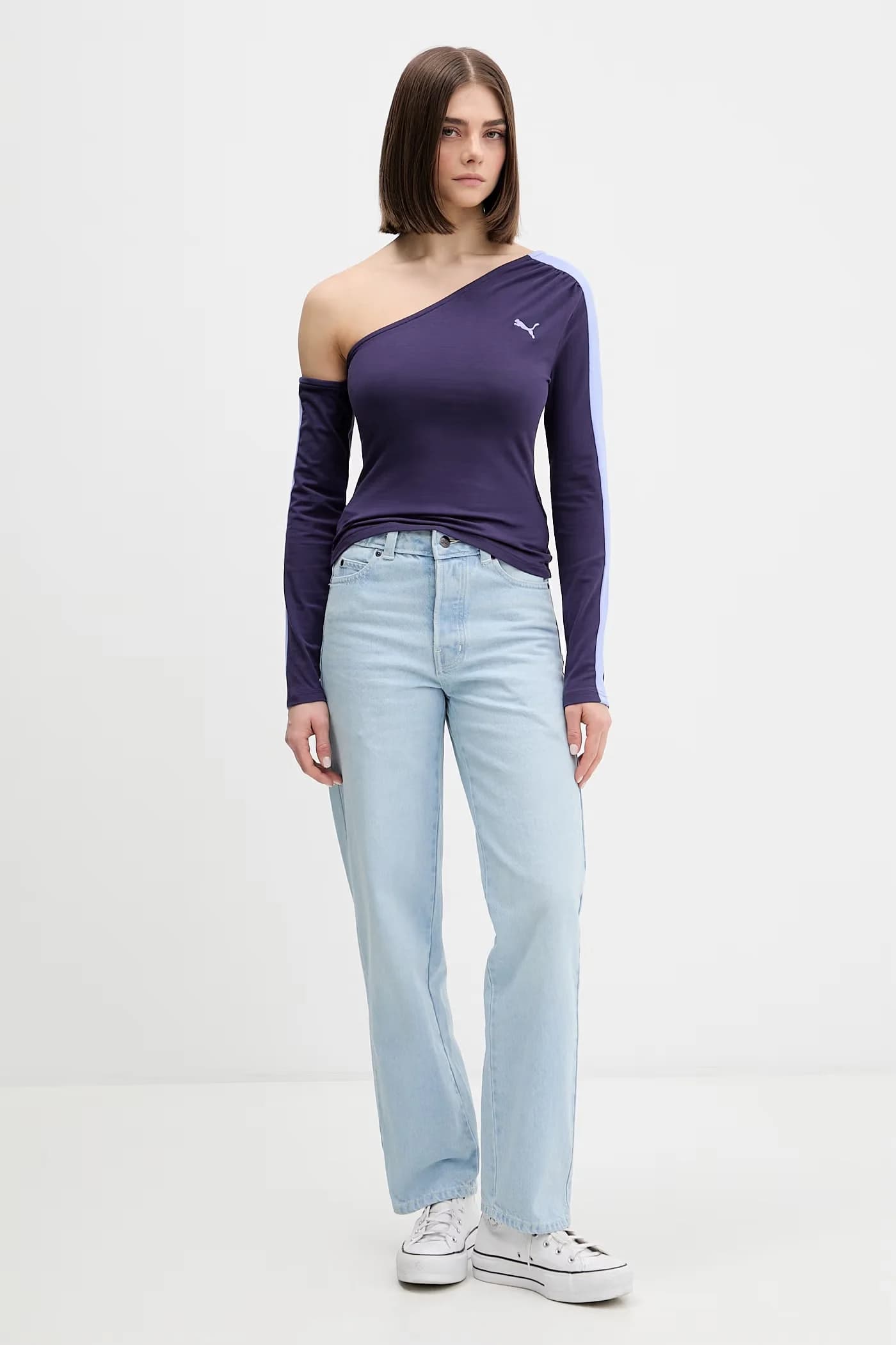 Женский хлопковый лонгслив Асимметричный лонгслив - фото 2