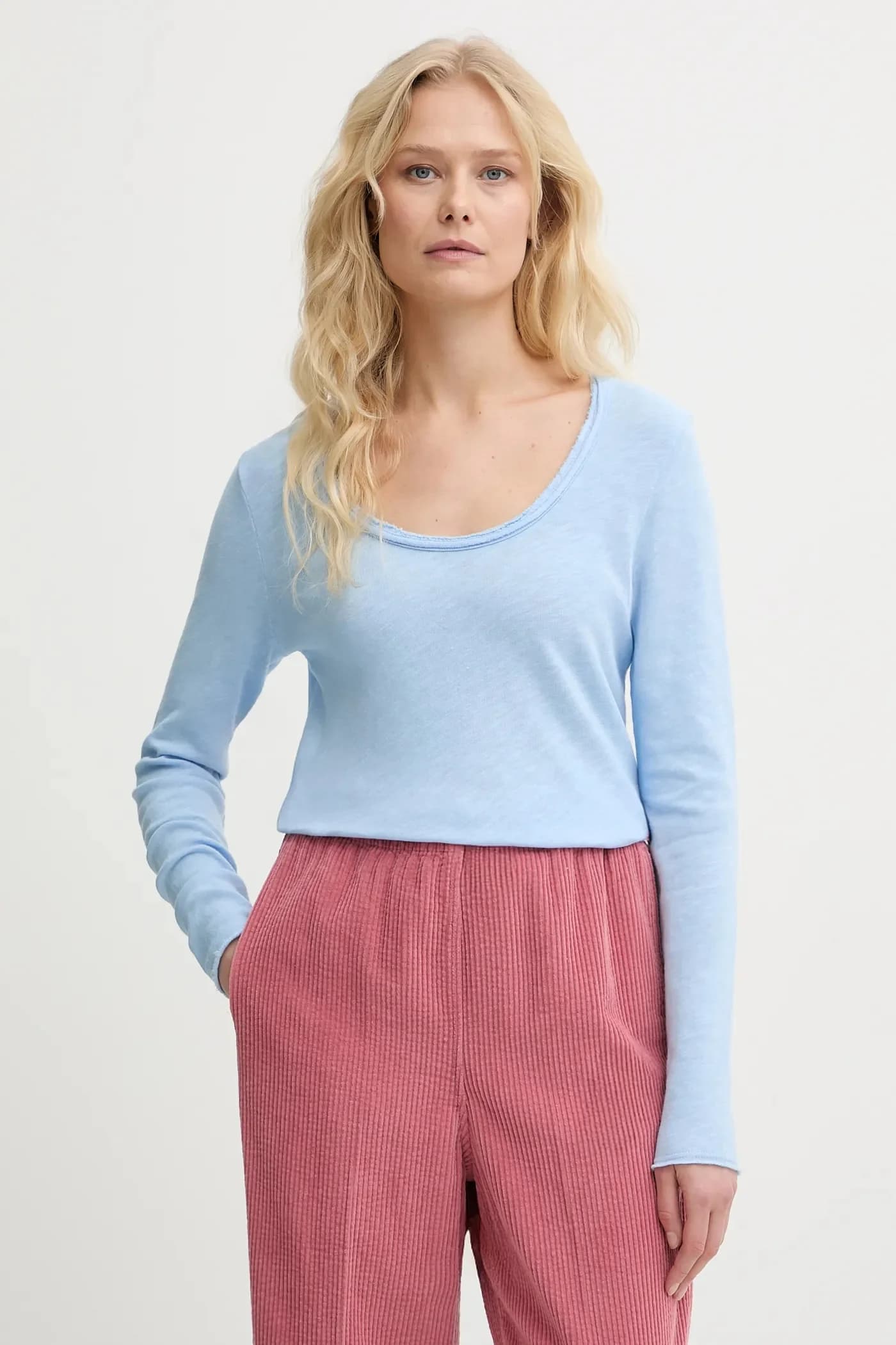 Хлопковая рубашка с длинным рукавом