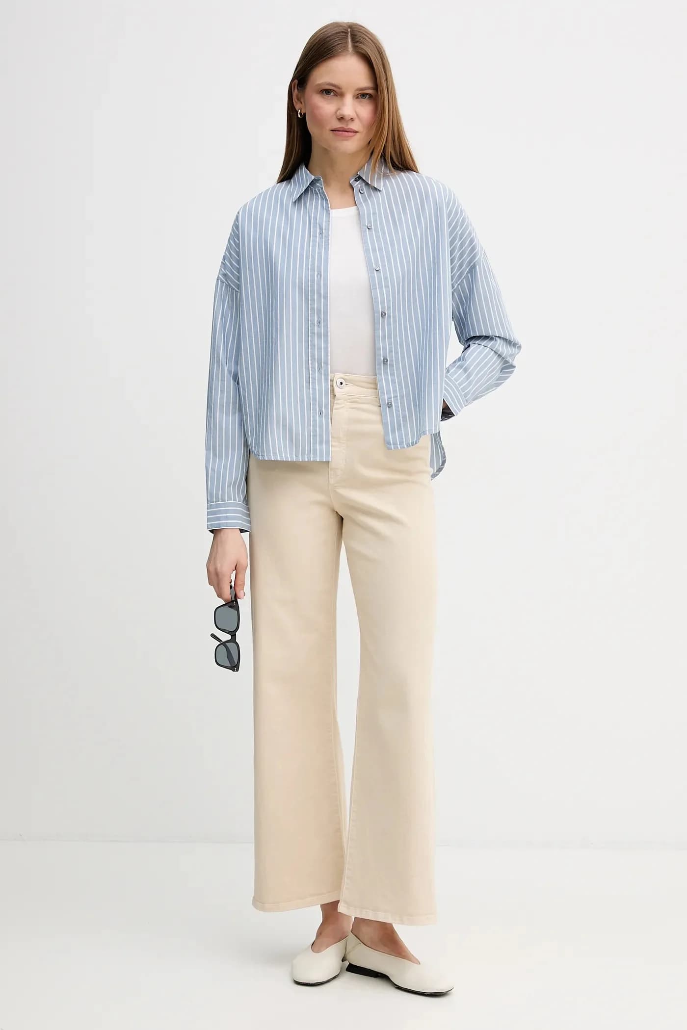 Хлопковая рубашка с длинным рукавом - фото 2