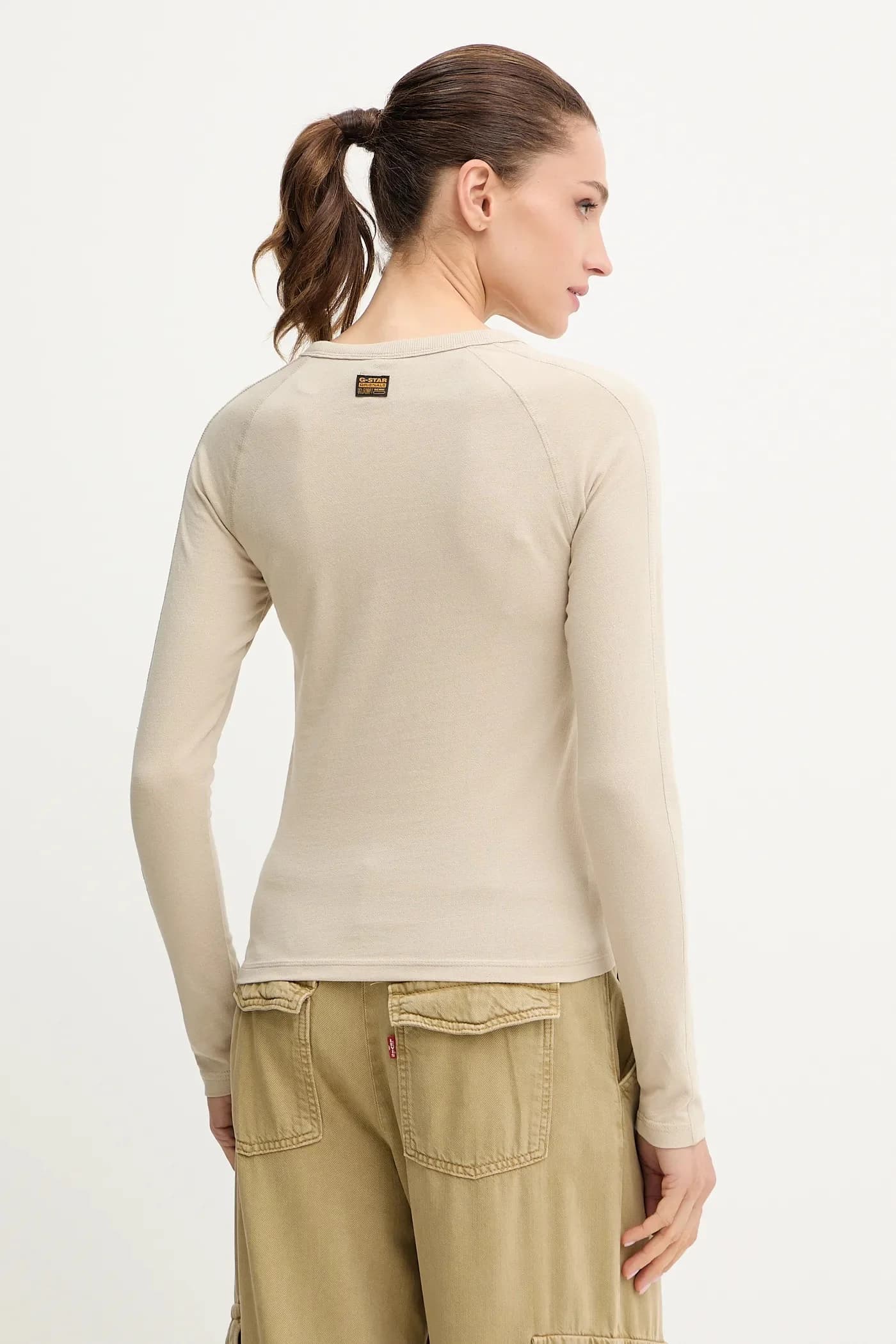 Узкая хлопковая рубашка с длинными рукавами и нашивкой-вышивкой - фото 3