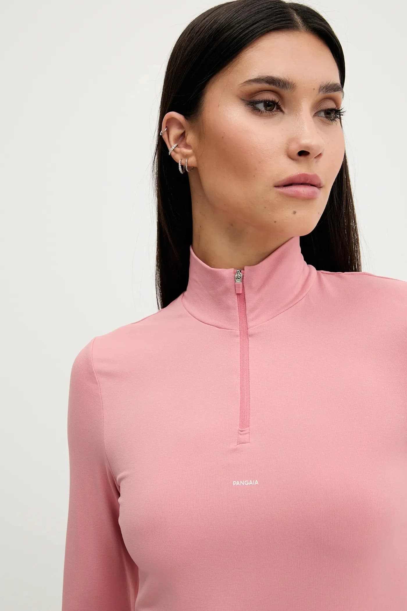 Эластичный топ на молнии с длинными рукавами и длинными рукавами растительного происхождения - фото 4