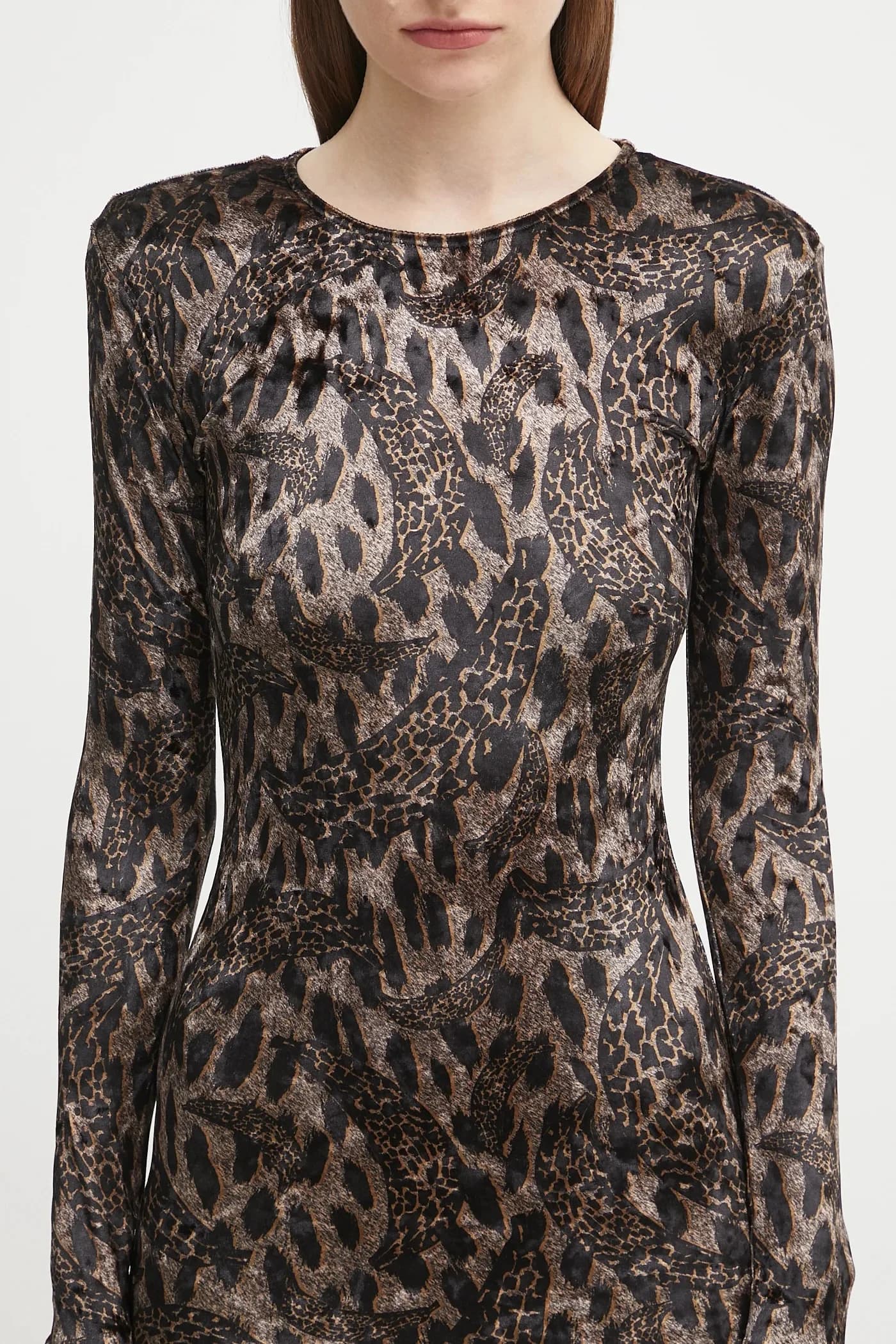 Велюровое мини-платье с принтом Banimalier и подкладкой - фото 6