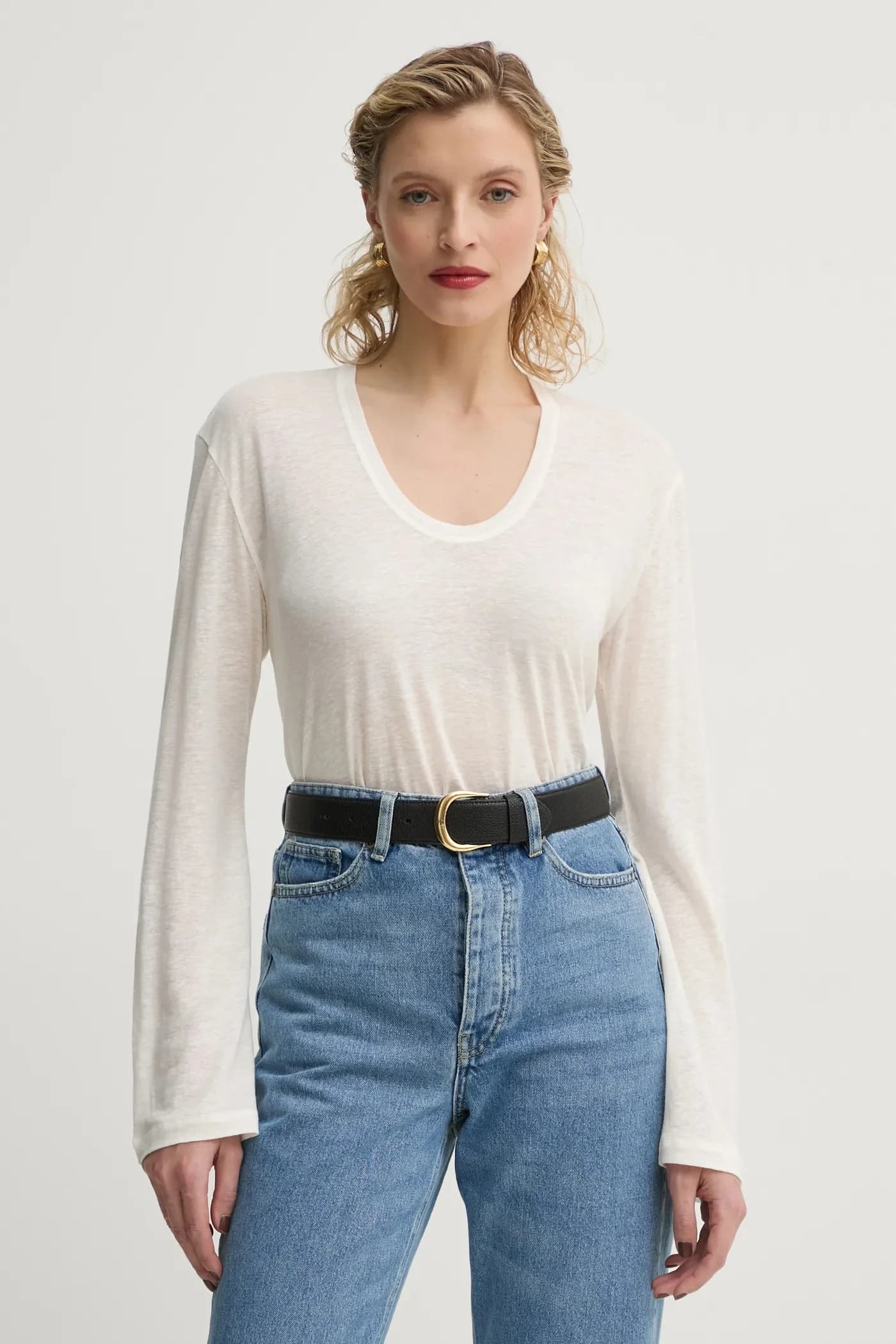 Лонгслив из смесового льна AMALOU.