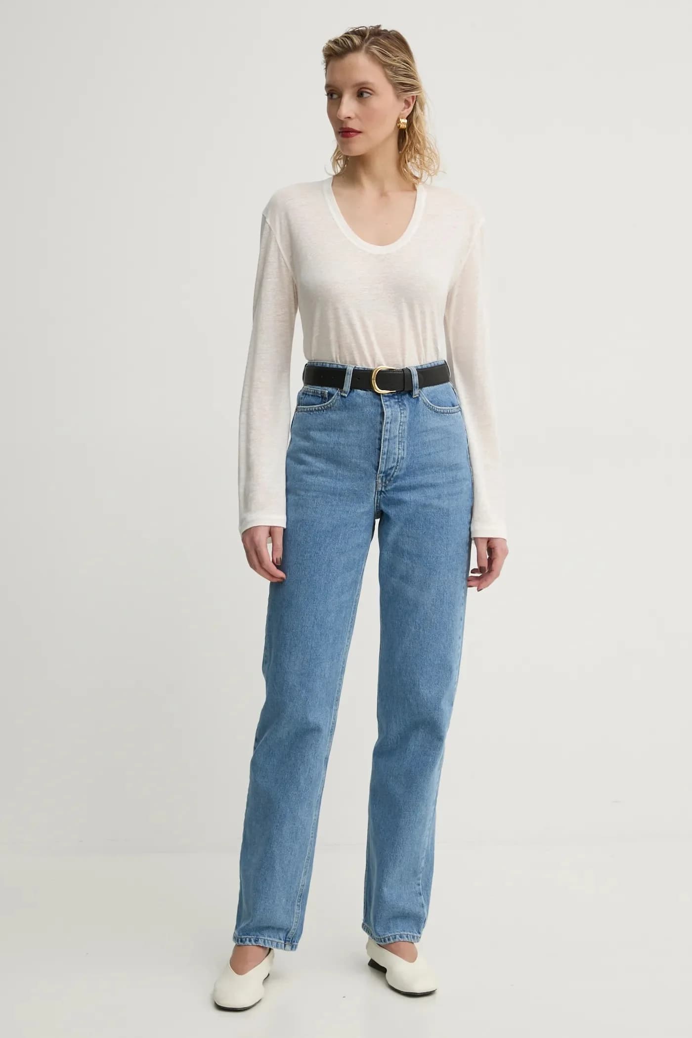 Лонгслив из смесового льна AMALOU. - фото 2