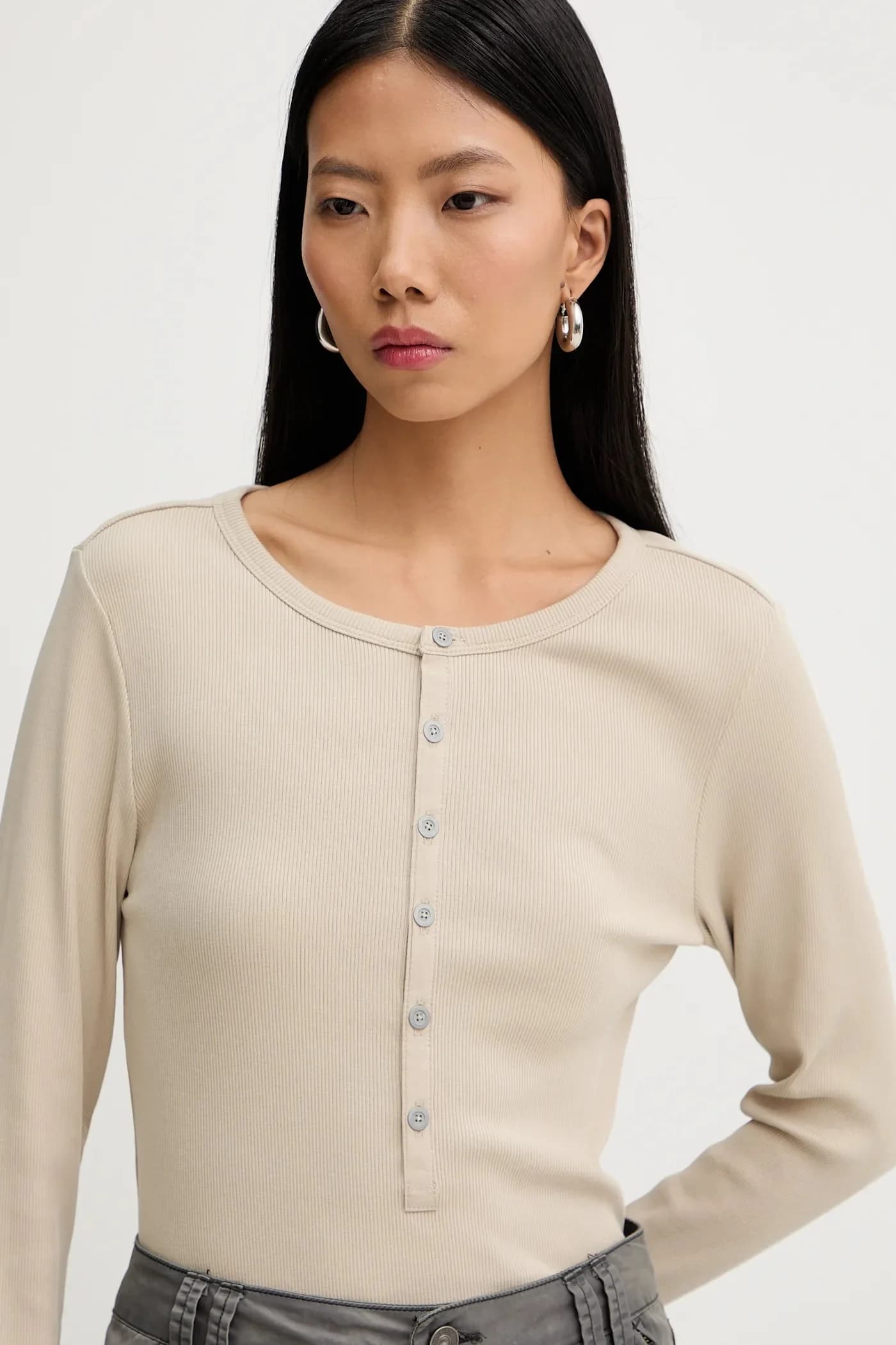 Футболка Henley с длинными рукавами slim - фото 4