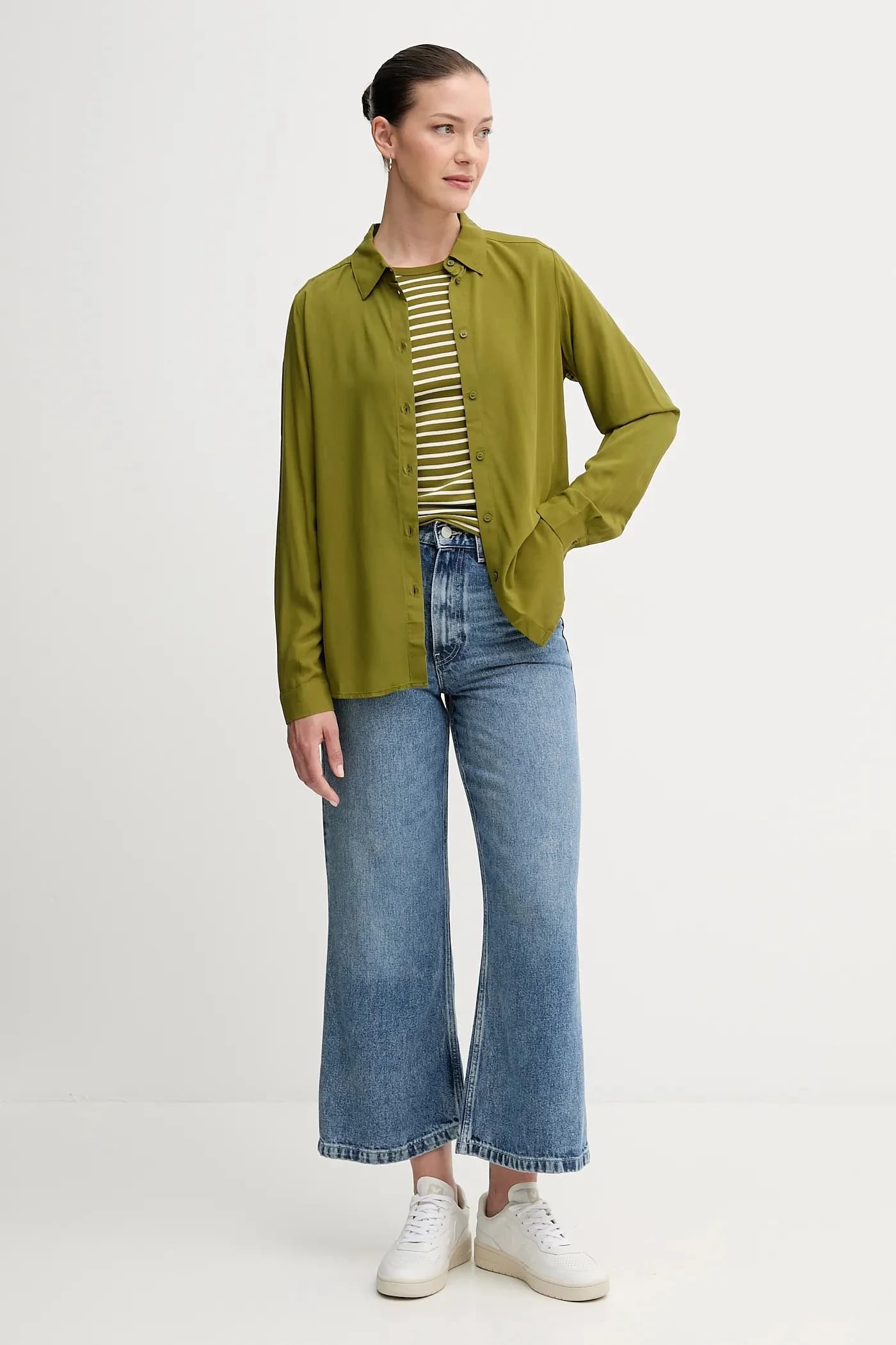 Хлопковая рубашка с длинным рукавом - фото 2