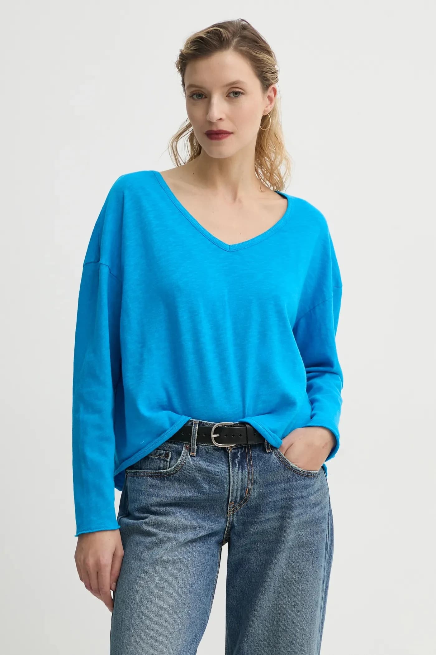 Хлопковая рубашка с длинным рукавом