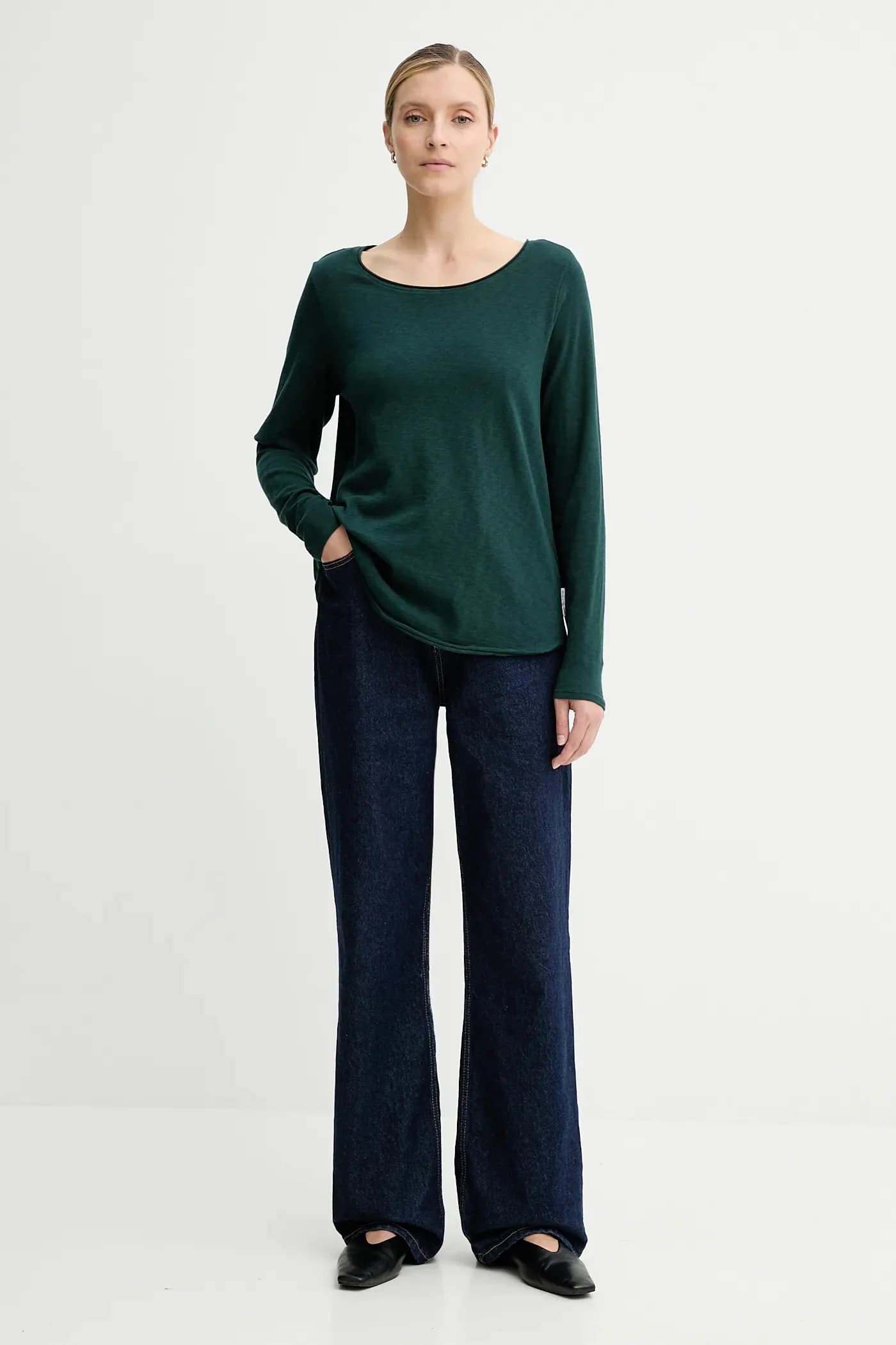 Хлопковая рубашка с длинным рукавом - фото 2