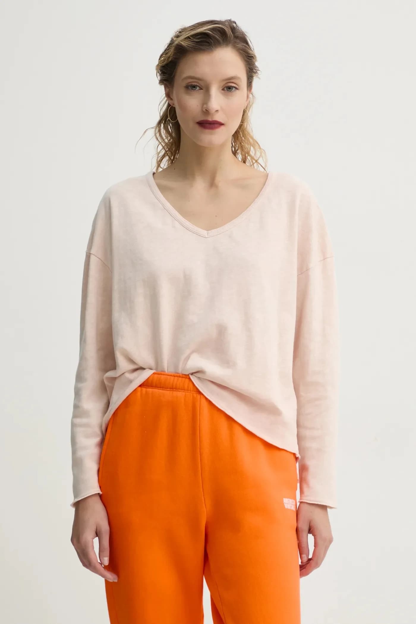 Хлопковая рубашка с длинным рукавом